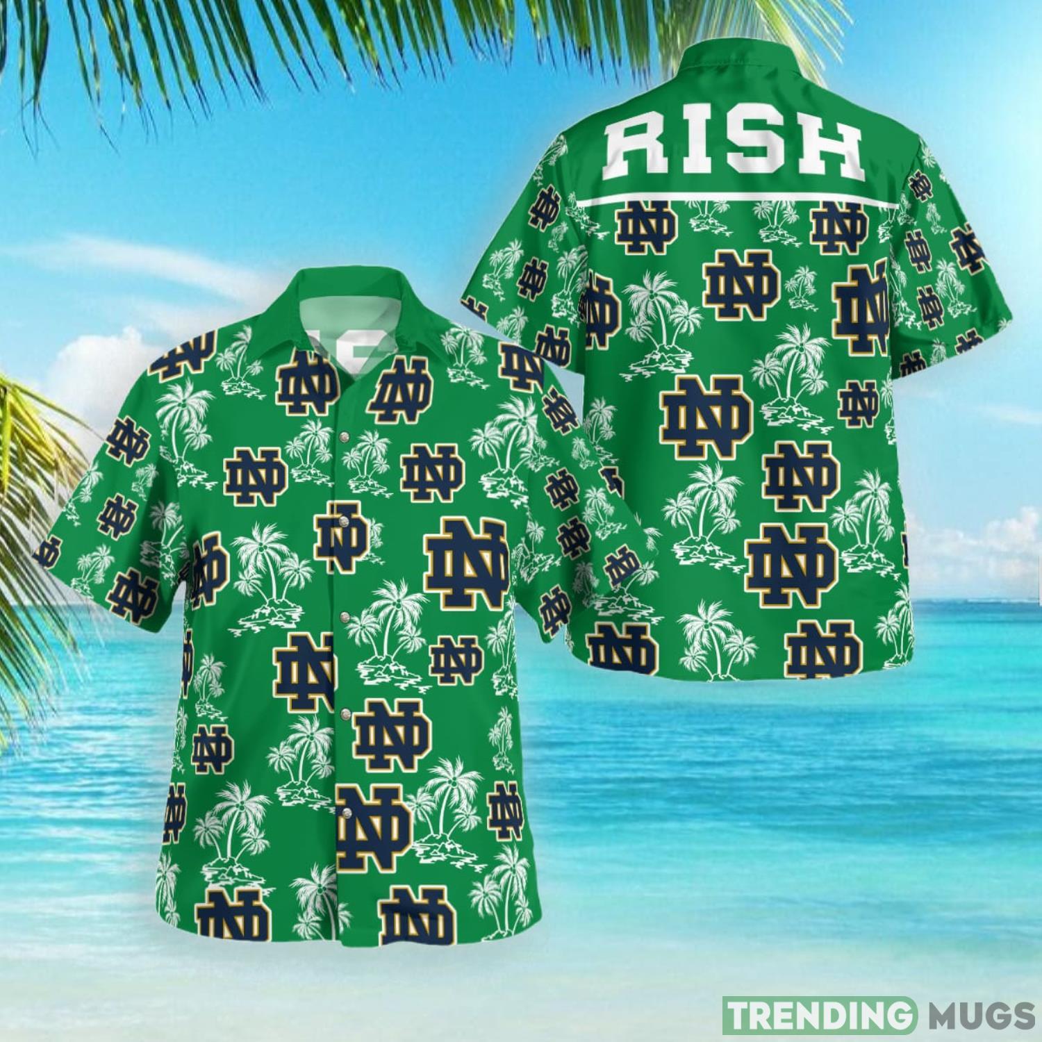 Notre Dame Fighting Irish Logo Printed Tropical Hawaiian Shirt Summer Holiday Gift For Men And Women Product Photo 1