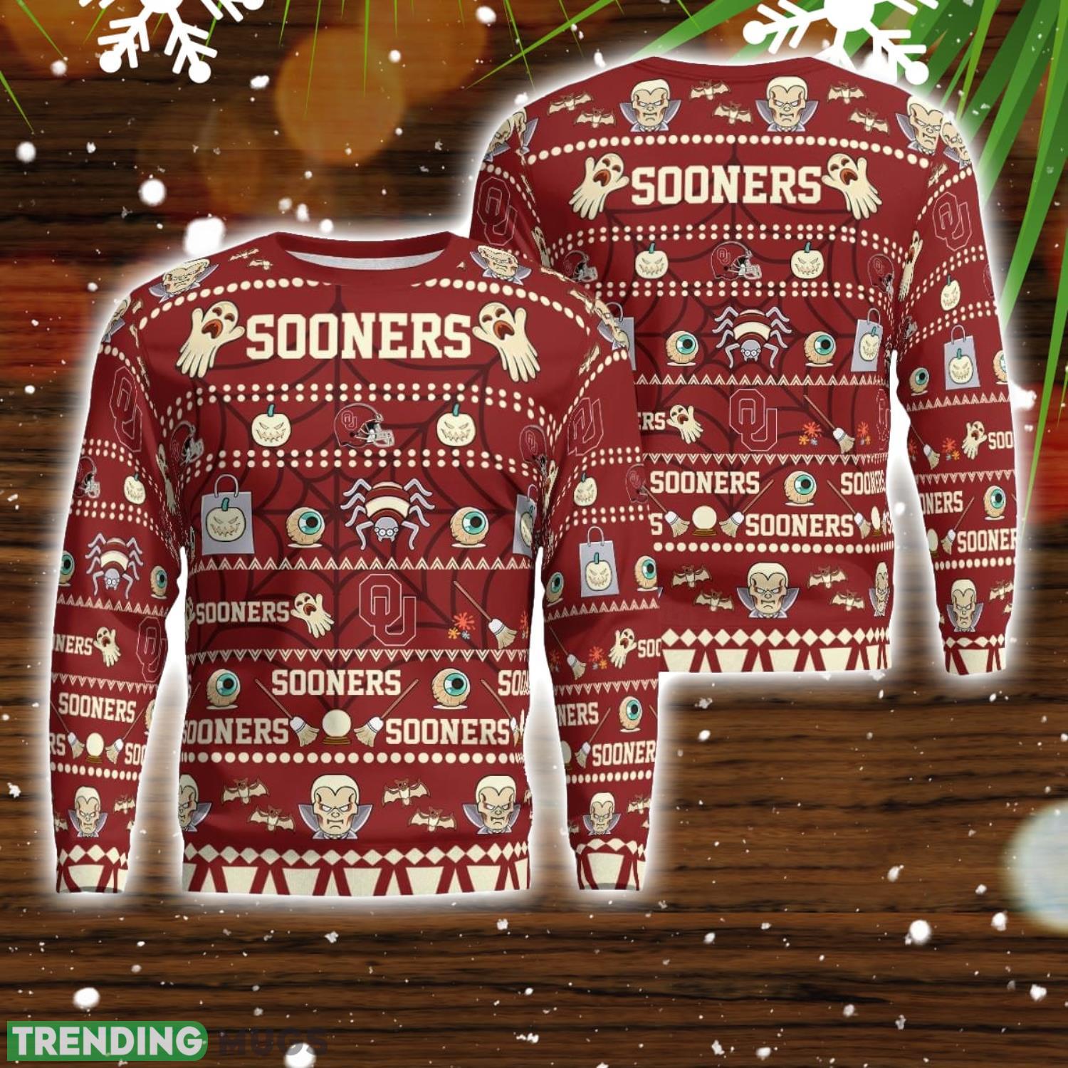 Oklahoma Sooners Pumpkin Halloween Spooky Ghost Pattern Funny 3D Sweater Men And Women Gift Product Photo 1 Oklahoma Sooners Pumpkin Halloween Spooky Ghost Pattern Funny 3D Sweater Men And Women Gift Product Photo 1