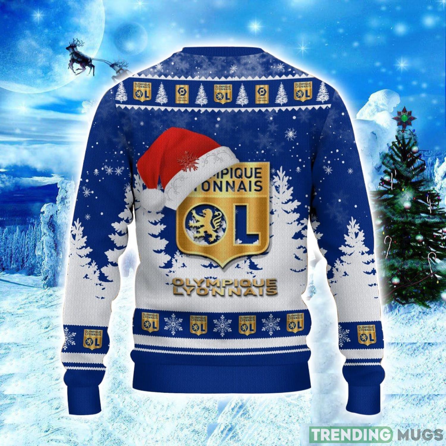 Olympique Lyonnais Logo Wearing Santa Hat Ugly Christmas Sweater Unisex 3D Christmas sweater 3D Sweater Olympique Lyonnais Logo Wearing Santa Hat Ugly Christmas Sweater Unisex 3D Christmas sweater 3D Sweater