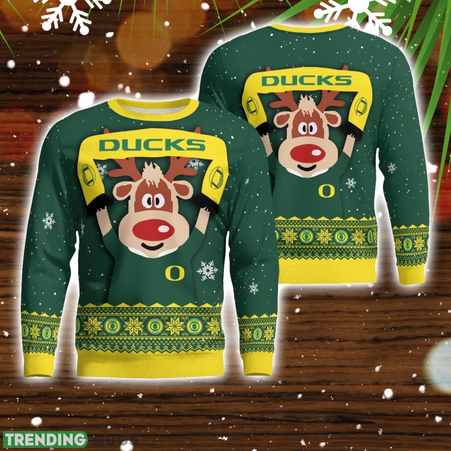 Oregon Ducks Cute Reindeer Ugly Christmas Sweater Christmas Party Gift Product Photo 1 Oregon Ducks Cute Reindeer Ugly Christmas Sweater Christmas Party Gift Product Photo 1