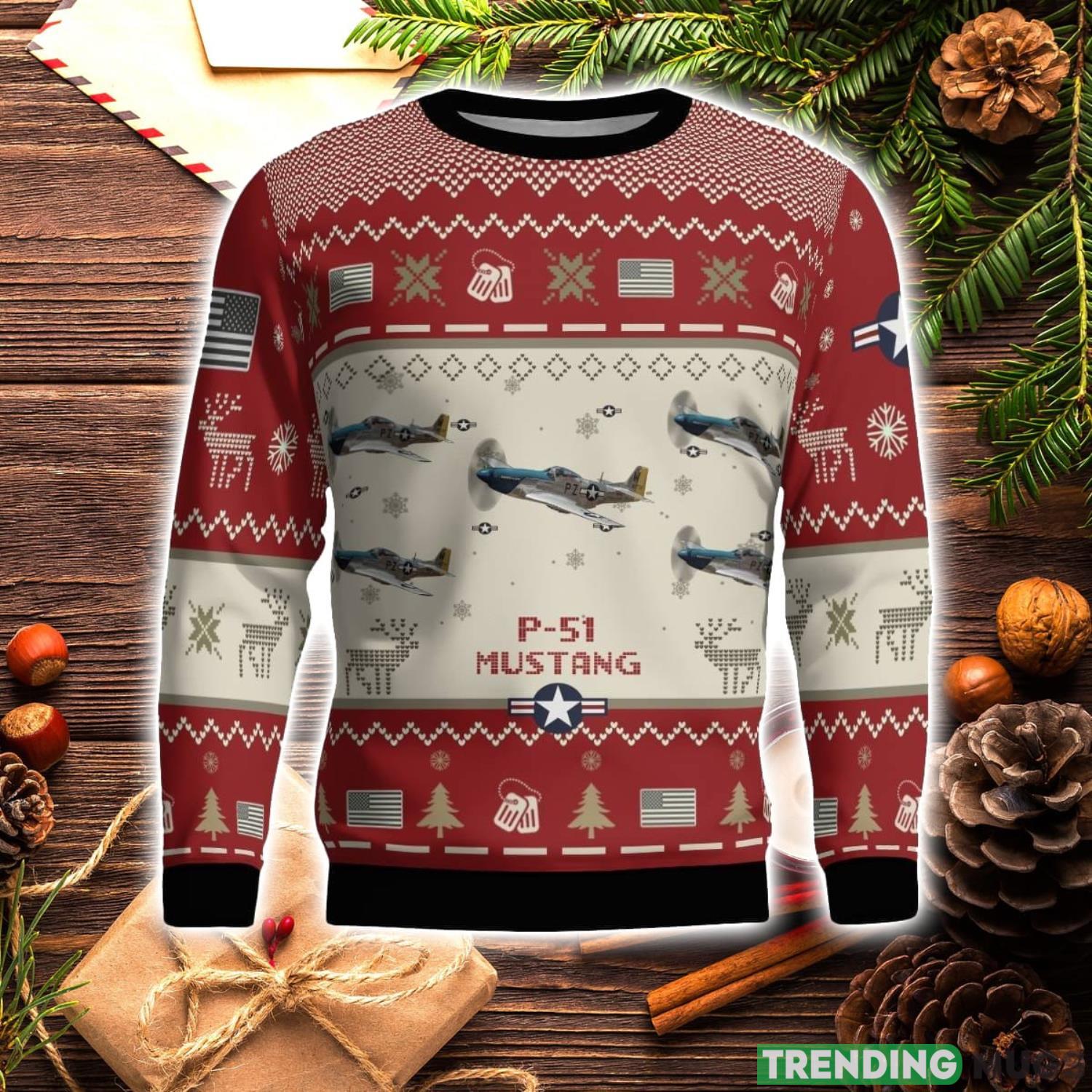 P 51 Mustang P51 Aircraft Red Ugly Christmas Sweater Christmas Season Gift Veteran USA Air Force 3D Sweater 3D Sweater P 51 Mustang P51 Aircraft Red Ugly Christmas Sweater Christmas Season Gift Veteran USA Air Force 3D Sweater 3D Sweater