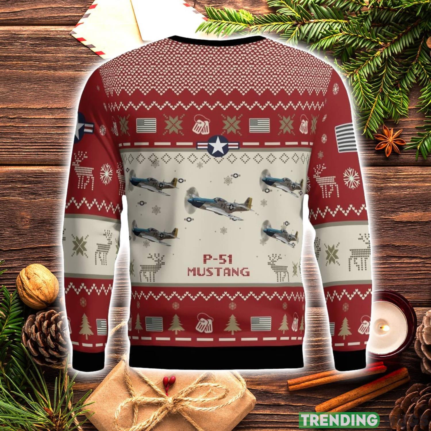 P 51 Mustang P51 Aircraft Red Ugly Christmas Sweater Christmas Season Gift Veteran USA Air Force 3D Sweater 3D Sweater P 51 Mustang P51 Aircraft Red Ugly Christmas Sweater Christmas Season Gift Veteran USA Air Force 3D Sweater 3D Sweater