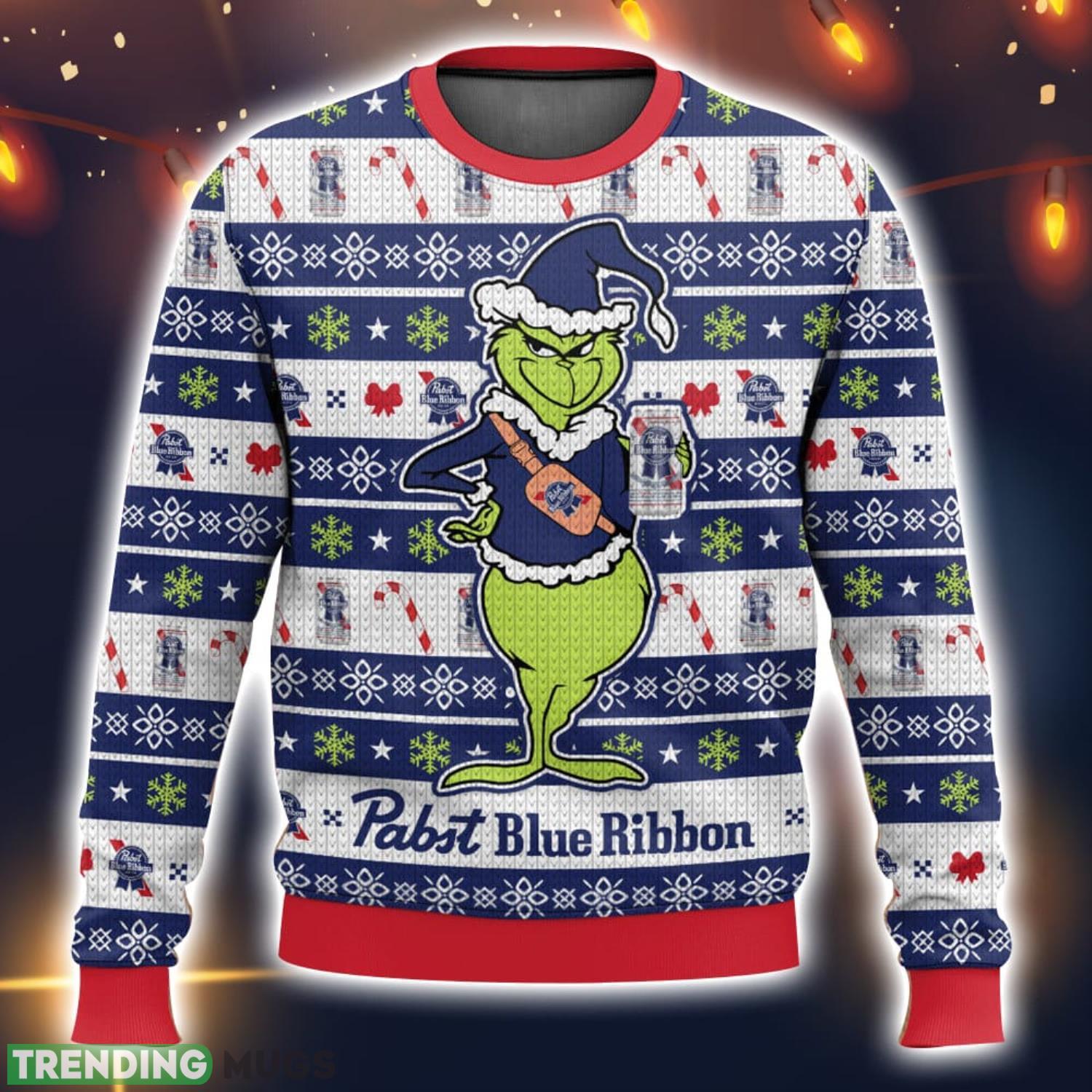Pabst Blue Ribbon Grinch Ugly Christmas Sweater 2023 Christmas Gift 3D Sweater Product Photo 1 Pabst Blue Ribbon Grinch Ugly Christmas Sweater 2023 Christmas Gift 3D Sweater Product Photo 1