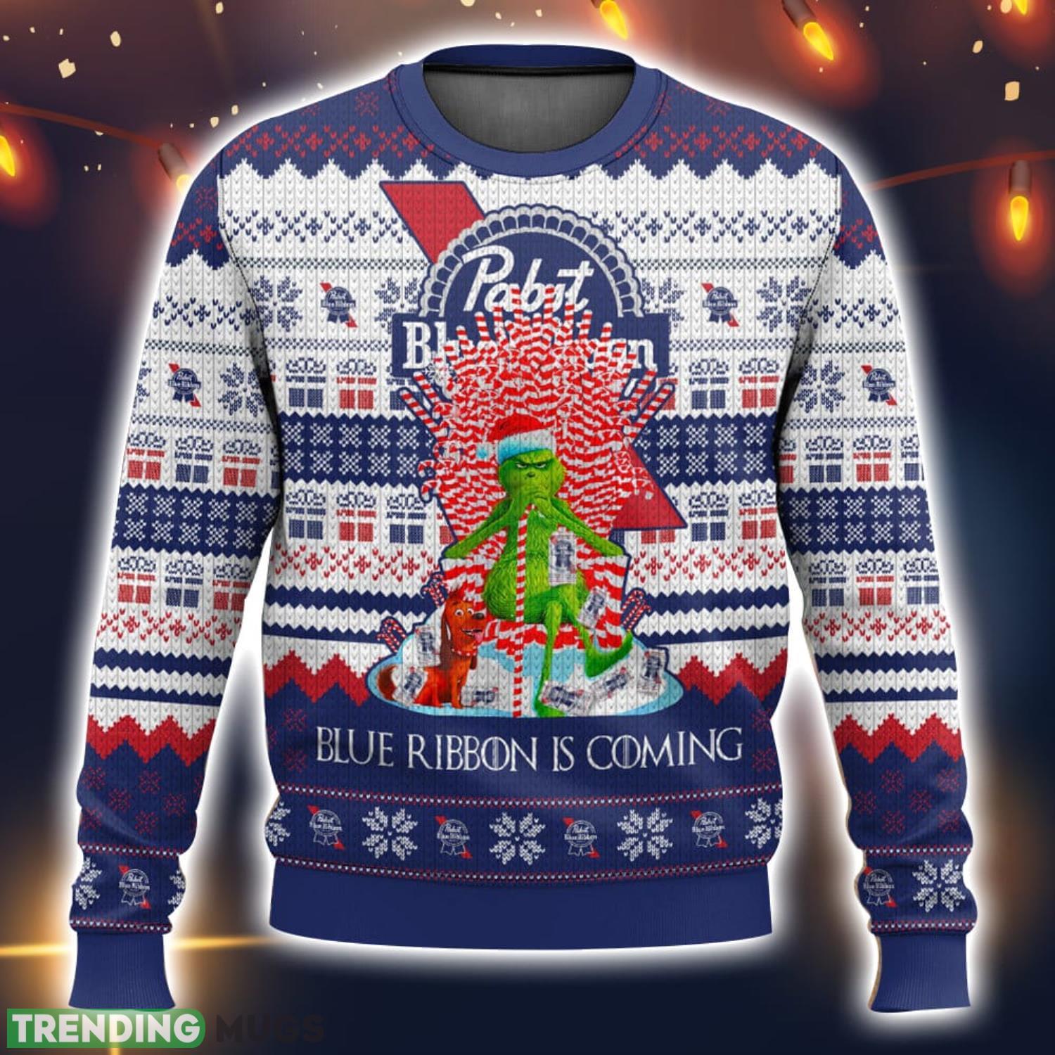 Pabst Blue Ribbon Is Coming Ugly Christmas Sweater 2023 Christmas Gift 3D Sweater Product Photo 1 Pabst Blue Ribbon Is Coming Ugly Christmas Sweater 2023 Christmas Gift 3D Sweater Product Photo 1