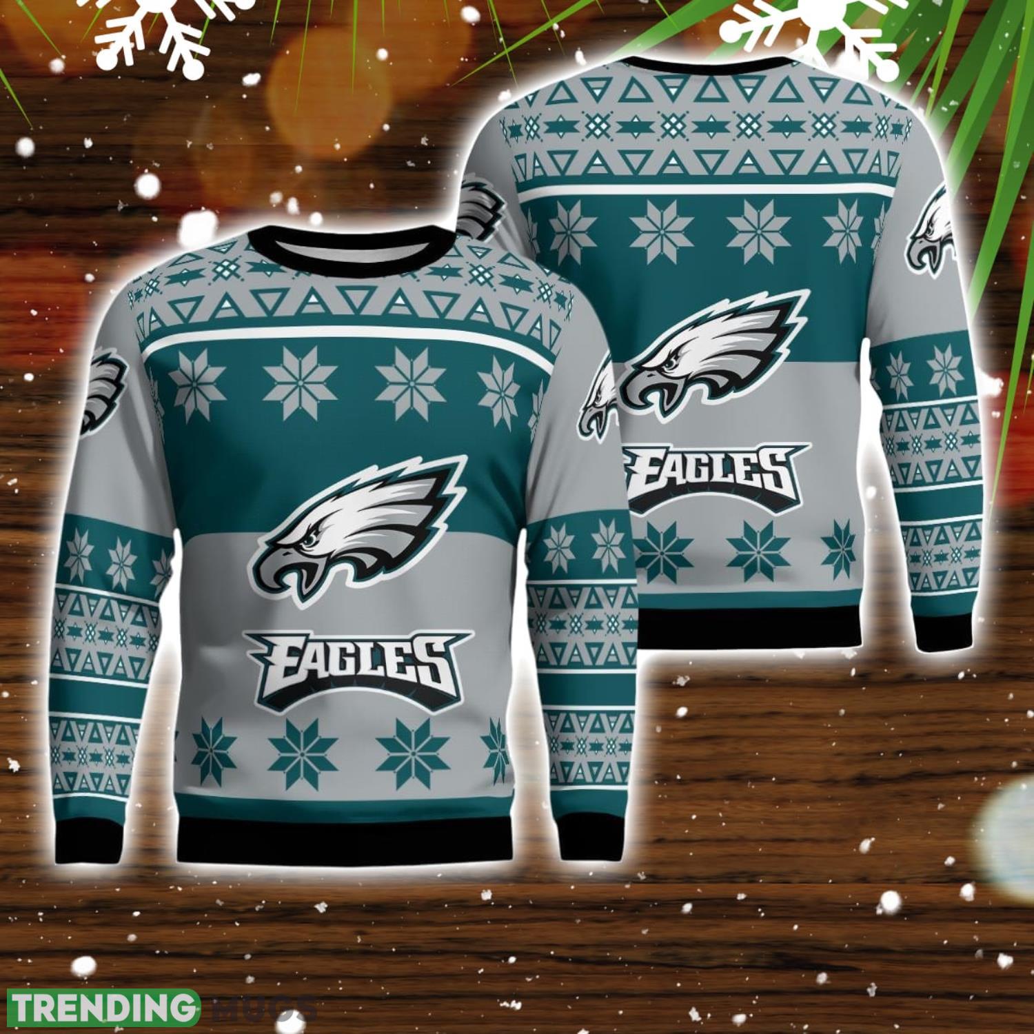 Philadelphia Eagles Logo Big Snowflake Pattern Ugly Christmas Sweater Product Photo 1 Philadelphia Eagles Logo Big Snowflake Pattern Ugly Christmas Sweater Product Photo 1