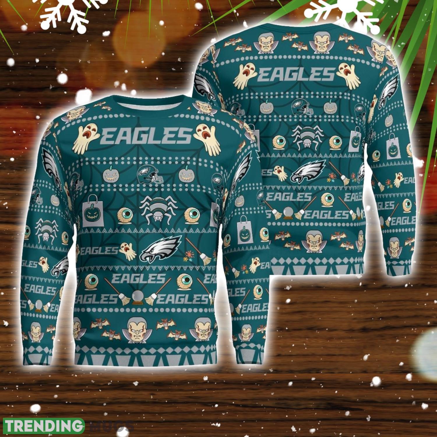 Philadelphia Eagles Pumpkin Halloween Spooky Ghost Pattern Funny 3D Sweater Men And Women Gift Product Photo 1 Philadelphia Eagles Pumpkin Halloween Spooky Ghost Pattern Funny 3D Sweater Men And Women Gift Product Photo 1