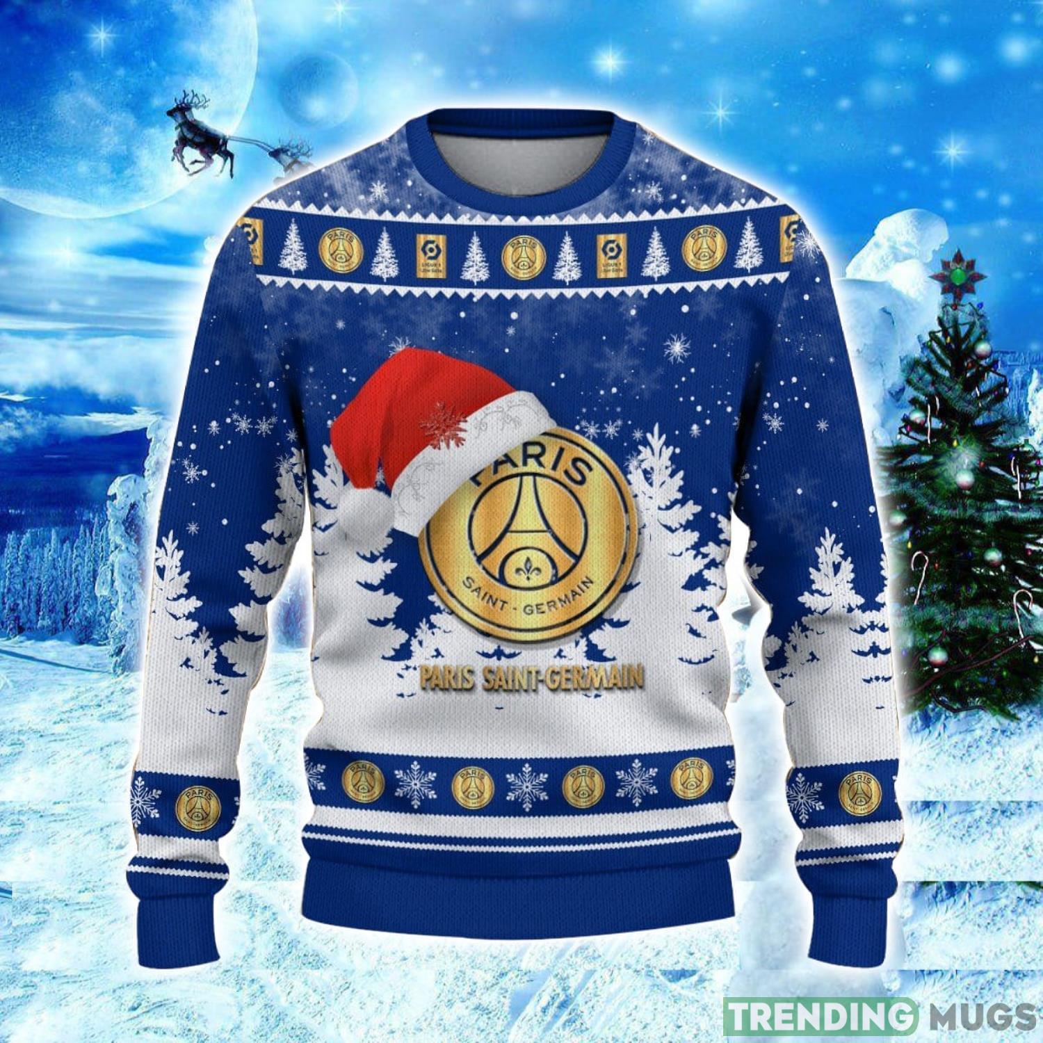 PSG Logo Wearing Santa Hat Ugly Christmas Sweater Unisex 3D Christmas sweater 3D Sweater PSG Logo Wearing Santa Hat Ugly Christmas Sweater Unisex 3D Christmas sweater 3D Sweater