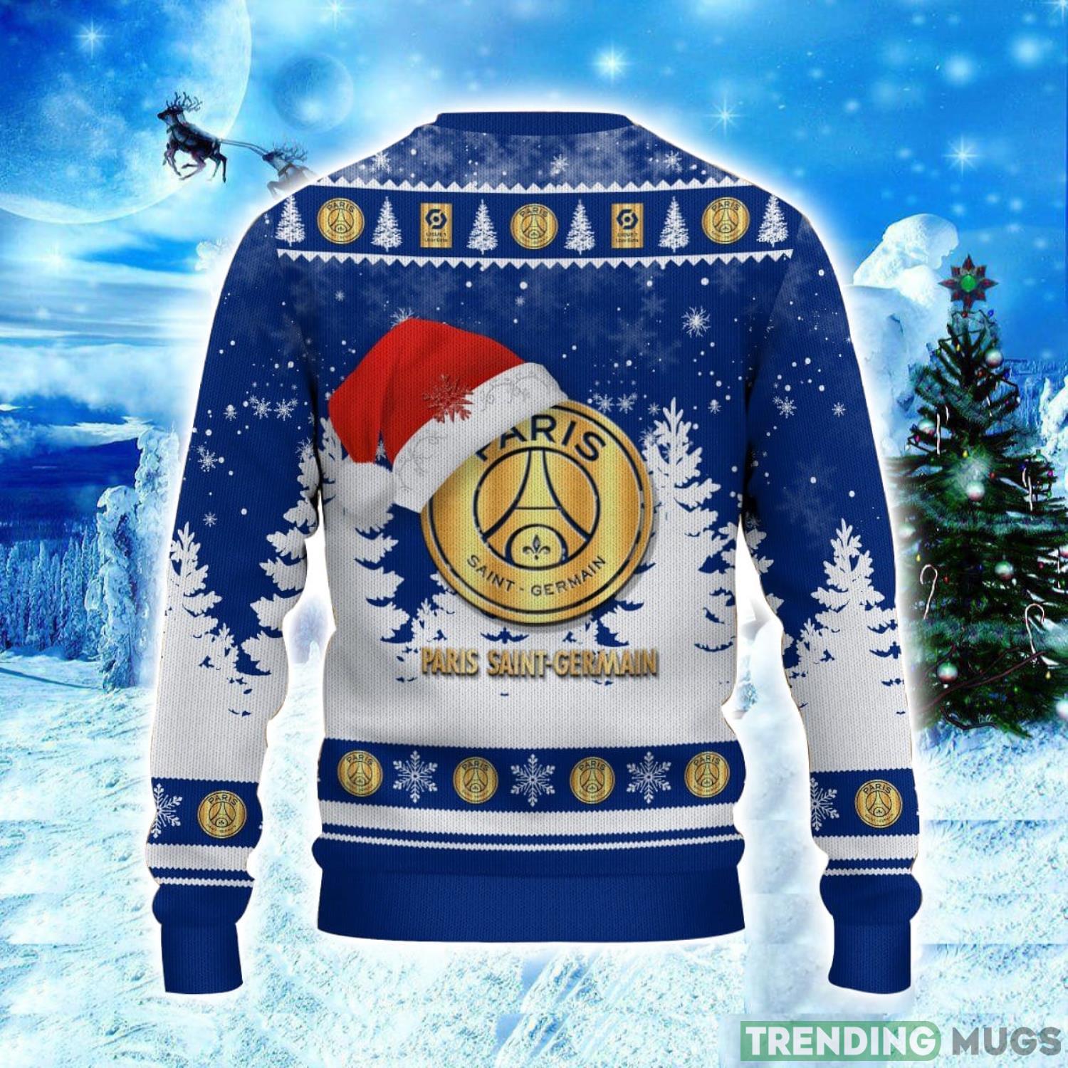 PSG Logo Wearing Santa Hat Ugly Christmas Sweater Unisex 3D Christmas sweater 3D Sweater PSG Logo Wearing Santa Hat Ugly Christmas Sweater Unisex 3D Christmas sweater 3D Sweater