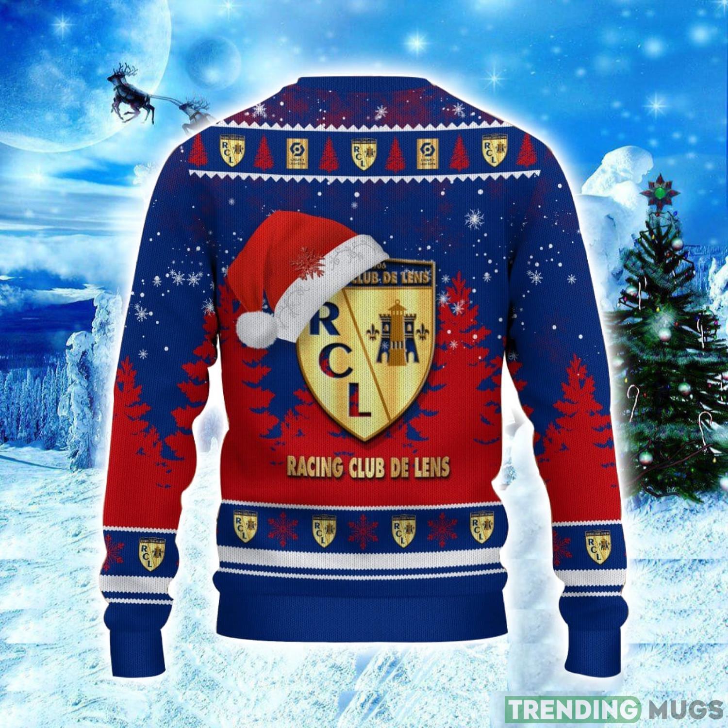 Racing Club de Lens Logo Wearing Santa Hat Ugly Christmas Sweater Unisex 3D Christmas sweater 3D Sweater Racing Club de Lens Logo Wearing Santa Hat Ugly Christmas Sweater Unisex 3D Christmas sweater 3D Sweater