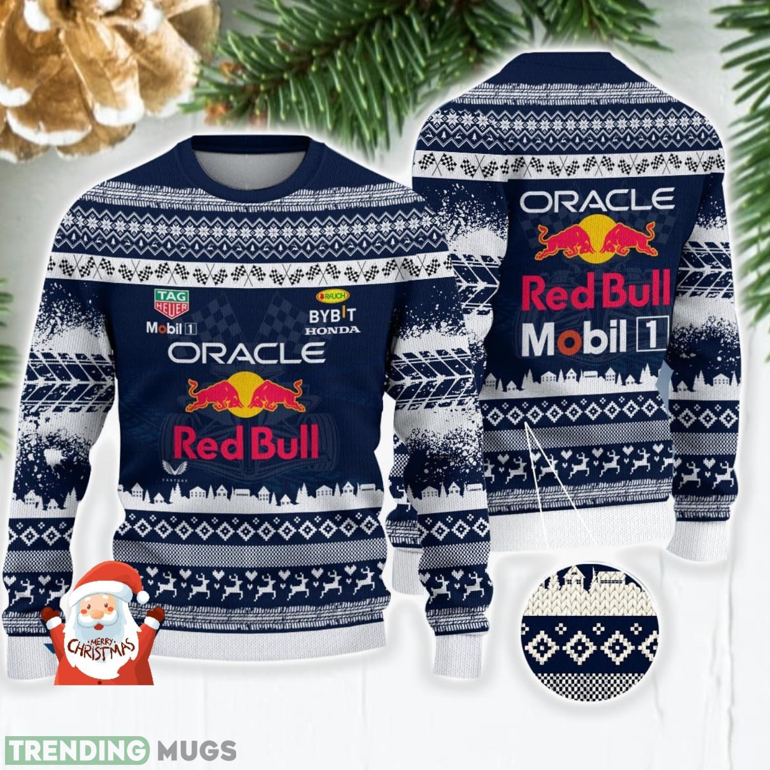 Red Bull Racing 3D Ugly Christmas Sweater Christmas Holiday Gift Custom Name For Men And Women Product Photo 1 Red Bull Racing 3D Ugly Christmas Sweater Christmas Holiday Gift Custom Name For Men And Women Product Photo 1