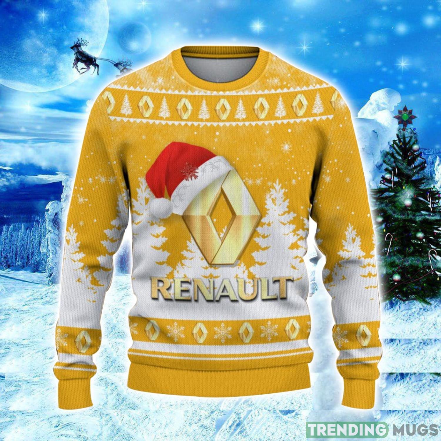 Renault Logo Wearing Santa Hat Christmas Gift Ugly Christmas Sweater Christmas Gift Ideas 3D Sweater Renault Logo Wearing Santa Hat Christmas Gift Ugly Christmas Sweater Christmas Gift Ideas 3D Sweater
