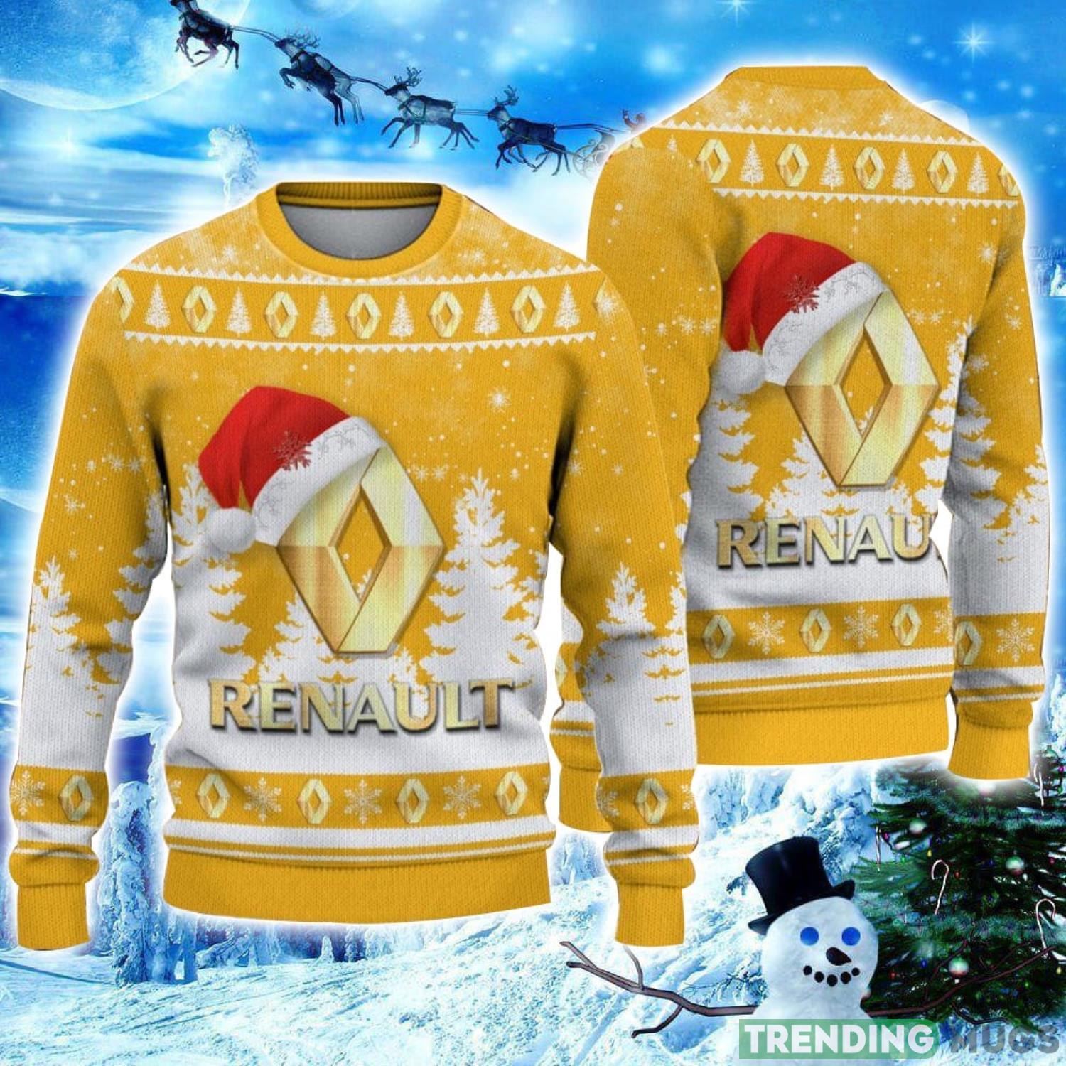 Renault Logo Wearing Santa Hat Christmas Gift Ugly Christmas Sweater Christmas Gift Ideas Product Photo 1 Renault Logo Wearing Santa Hat Christmas Gift Ugly Christmas Sweater Christmas Gift Ideas Product Photo 1