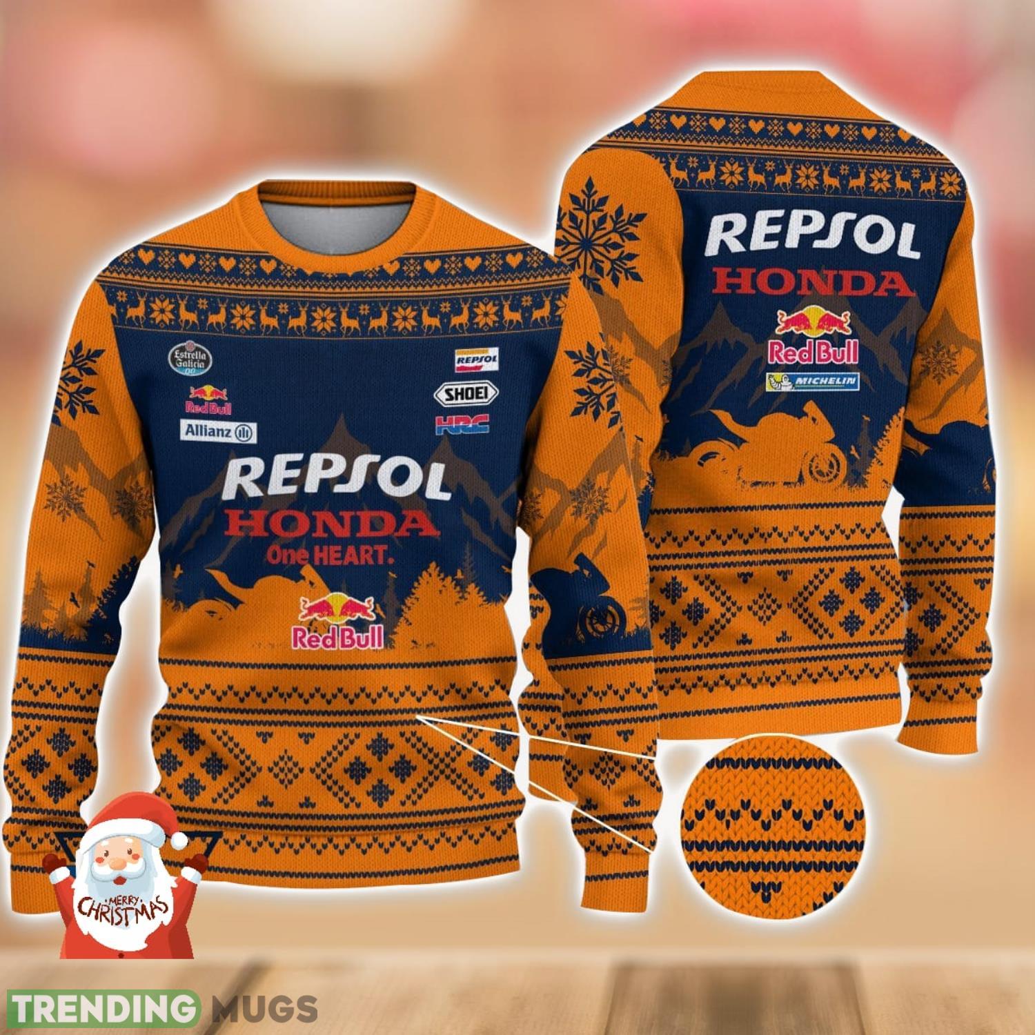 Repsol Honda team 3D Ugly Christmas Sweater Christmas Holiday Gift Custom Name For Men And Women Product Photo 1 Repsol Honda team 3D Ugly Christmas Sweater Christmas Holiday Gift Custom Name For Men And Women Product Photo 1