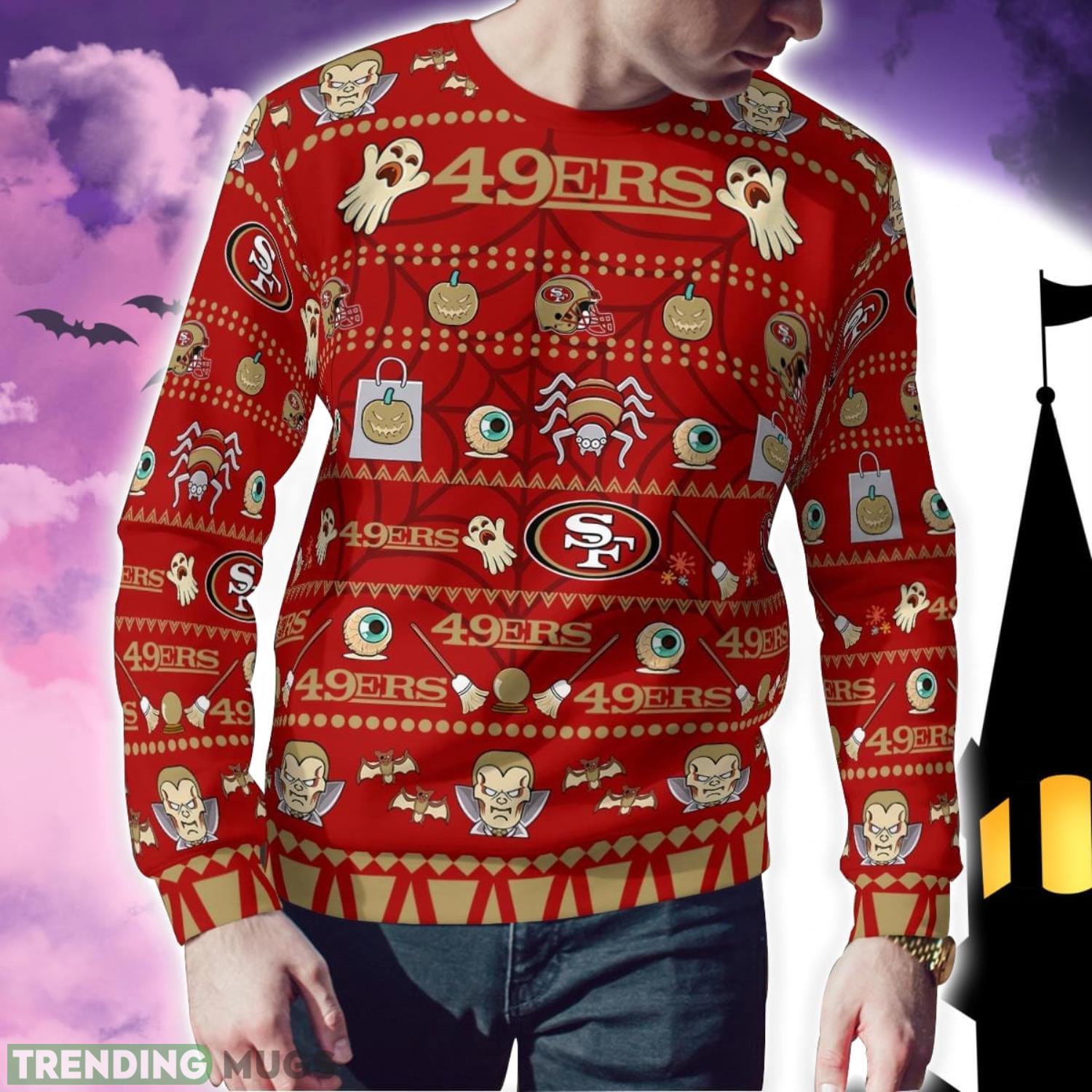 San Francisco 49ers Pumpkin Halloween Spooky Ghost Pattern Funny 3D Sweater Men And Women Gift 3D Sweater San Francisco 49ers Pumpkin Halloween Spooky Ghost Pattern Funny 3D Sweater Men And Women Gift 3D Sweater