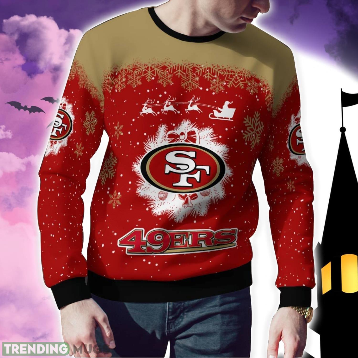 San Francisco 49ers Santa sleigh driving reindeer Pattern Ugly Christmas Sweater 3D Sweater San Francisco 49ers Santa sleigh driving reindeer Pattern Ugly Christmas Sweater 3D Sweater