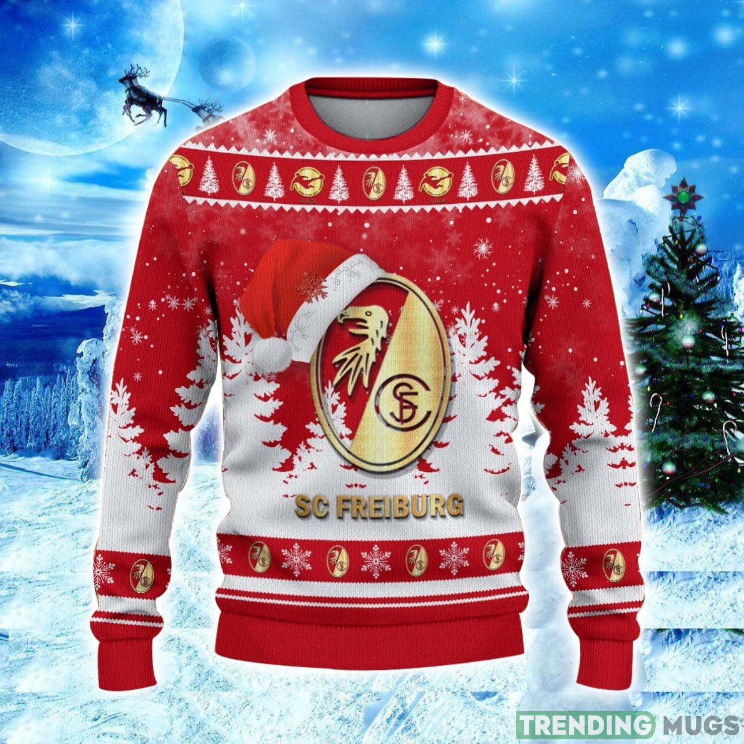 SC Freiburg II Logo Wearing Santa Hat Ugly Christmas Sweater Unisex 3D Christmas sweater 3D Sweater SC Freiburg II Logo Wearing Santa Hat Ugly Christmas Sweater Unisex 3D Christmas sweater 3D Sweater