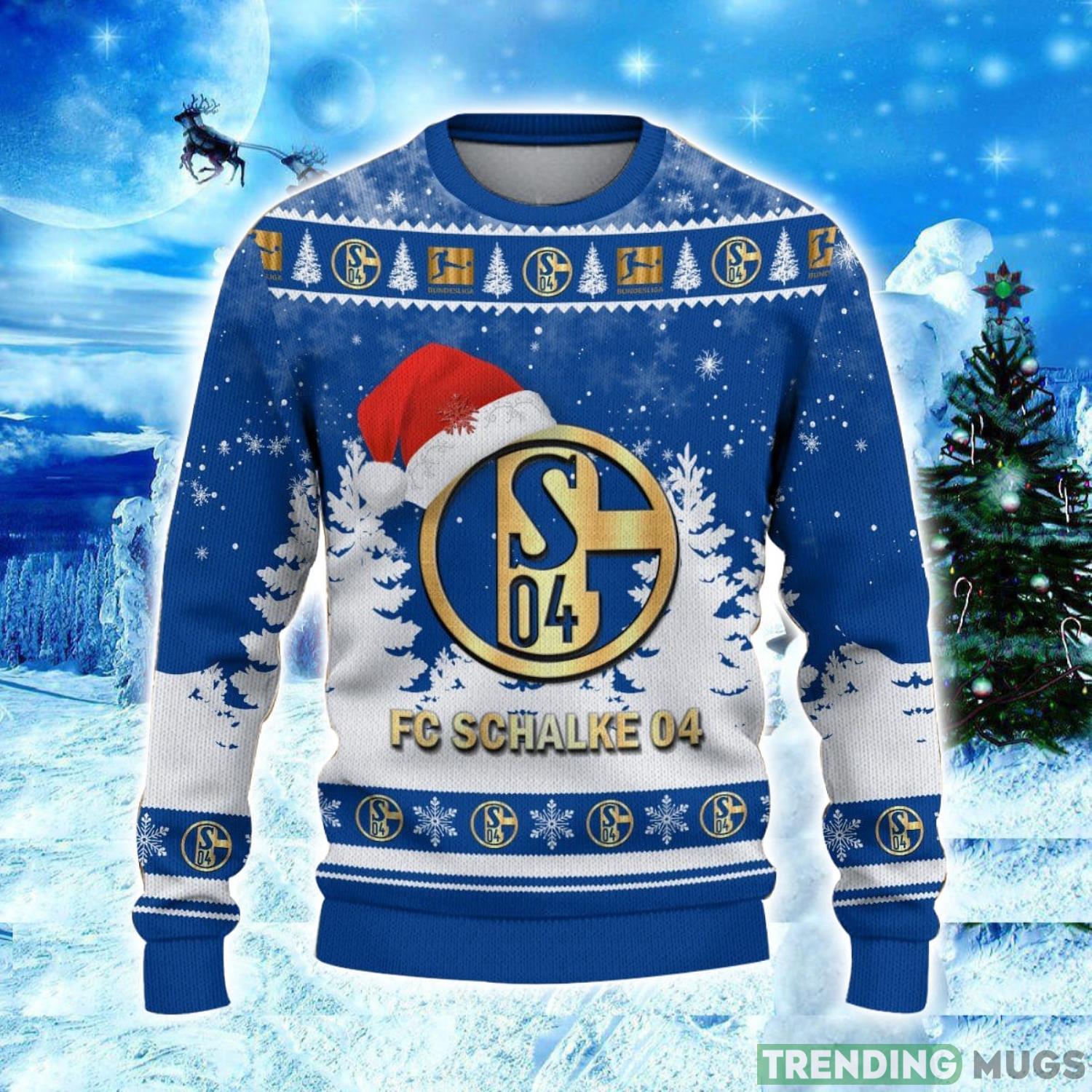 Schalke 04 Logo Wearing Santa Hat Ugly Christmas Sweater Unisex 3D Christmas sweater 3D Sweater Schalke 04 Logo Wearing Santa Hat Ugly Christmas Sweater Unisex 3D Christmas sweater 3D Sweater