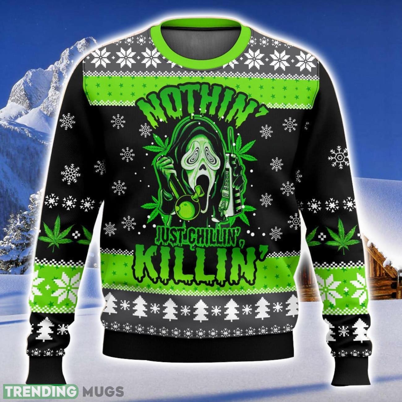 Scream Just Chilling All Over Printed Ugly Christmas Sweater Trending Christmas Gift Ideas Product Photo 1 Scream Just Chilling All Over Printed Ugly Christmas Sweater Trending Christmas Gift Ideas Product Photo 1