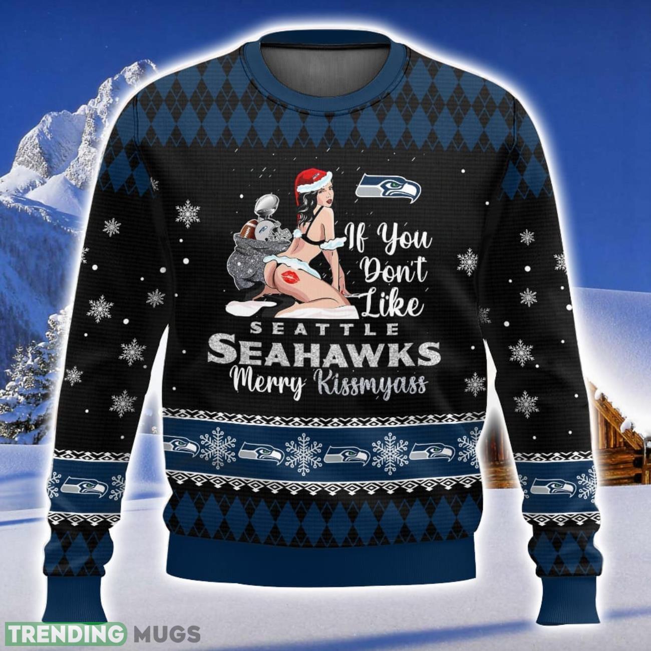 Seattle Seahawks Kissmyass 3D All Over Printed Ugly Christmas Sweater Trending Sport Fans Christmas Gift Product Photo 1 Seattle Seahawks Kissmyass 3D All Over Printed Ugly Christmas Sweater Trending Sport Fans Christmas Gift Product Photo 1