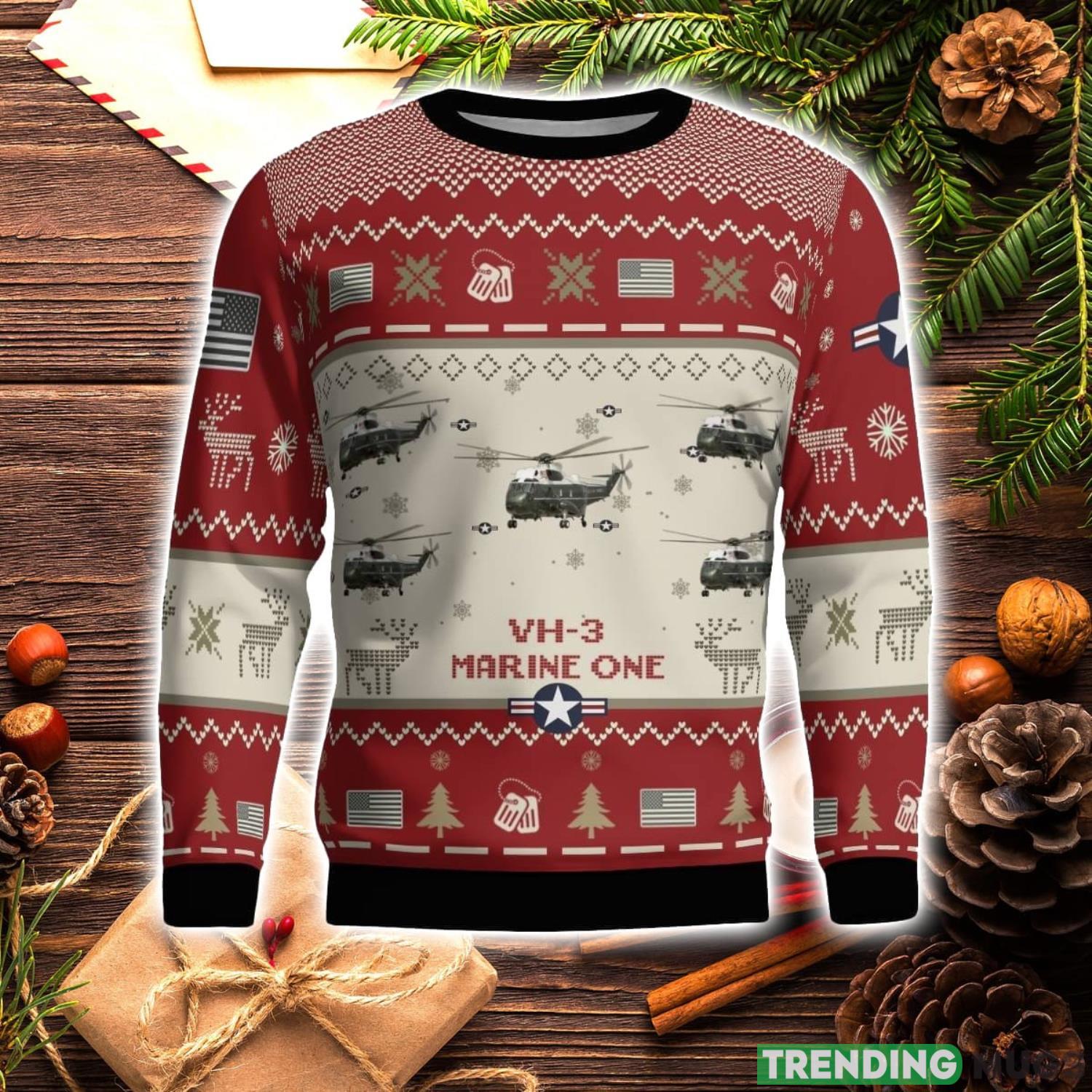 Sikorsky VH 3 Marine One VH3 Aircraft Red Ugly Christmas Sweater Christmas Season Gift Veteran USA Air Force 3D Sweater 3D Sweater Sikorsky VH 3 Marine One VH3 Aircraft Red Ugly Christmas Sweater Christmas Season Gift Veteran USA Air Force 3D Sweater 3D Sweater
