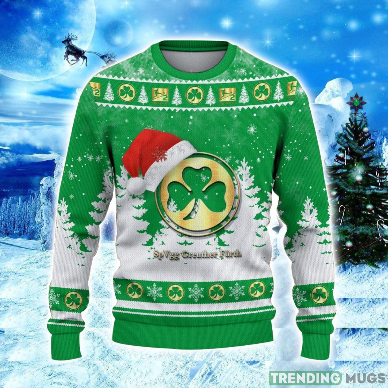 SpVgg Greuther Furth Logo Wearing Santa Hat Ugly Christmas Sweater Unisex 3D Christmas sweater 3D Sweater SpVgg Greuther Furth Logo Wearing Santa Hat Ugly Christmas Sweater Unisex 3D Christmas sweater 3D Sweater