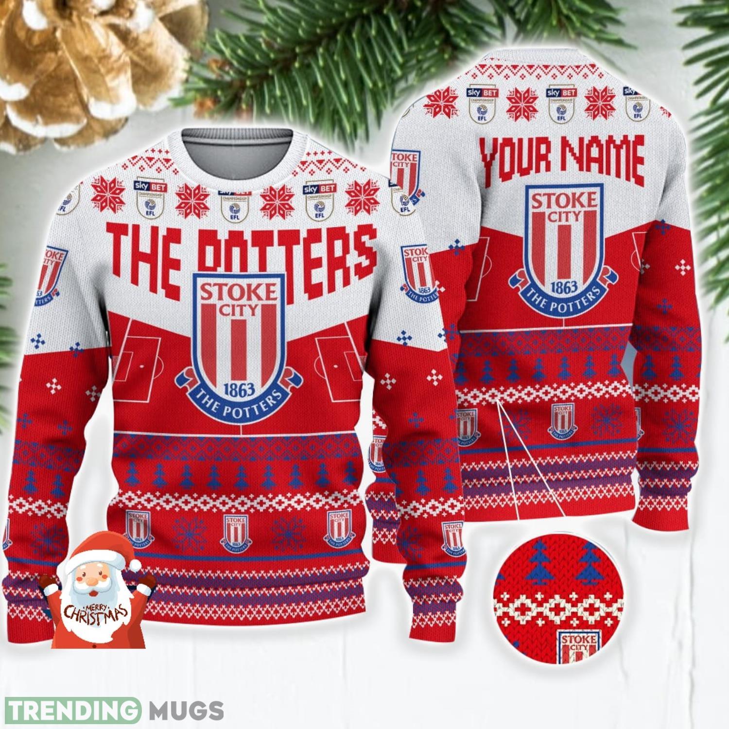 Stoke City F.C 3D Ugly Christmas Sweater Christmas Holiday Gift Custom Name For Men And Women Product Photo 1 Stoke City F.C 3D Ugly Christmas Sweater Christmas Holiday Gift Custom Name For Men And Women Product Photo 1