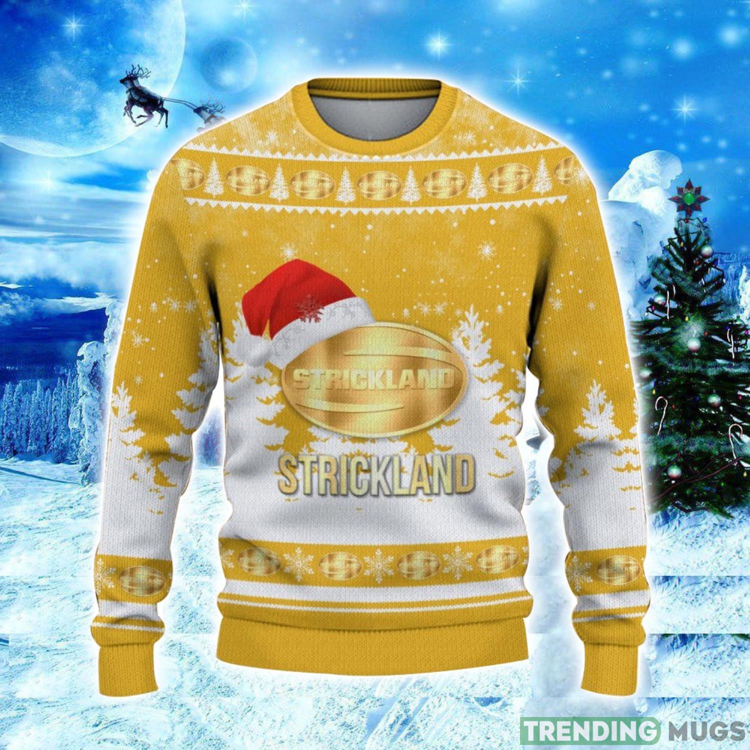 Strickland Logo Wearing Santa Hat Christmas Gift Ugly Christmas Sweater Christmas Gift Ideas 3D Sweater Strickland Logo Wearing Santa Hat Christmas Gift Ugly Christmas Sweater Christmas Gift Ideas 3D Sweater