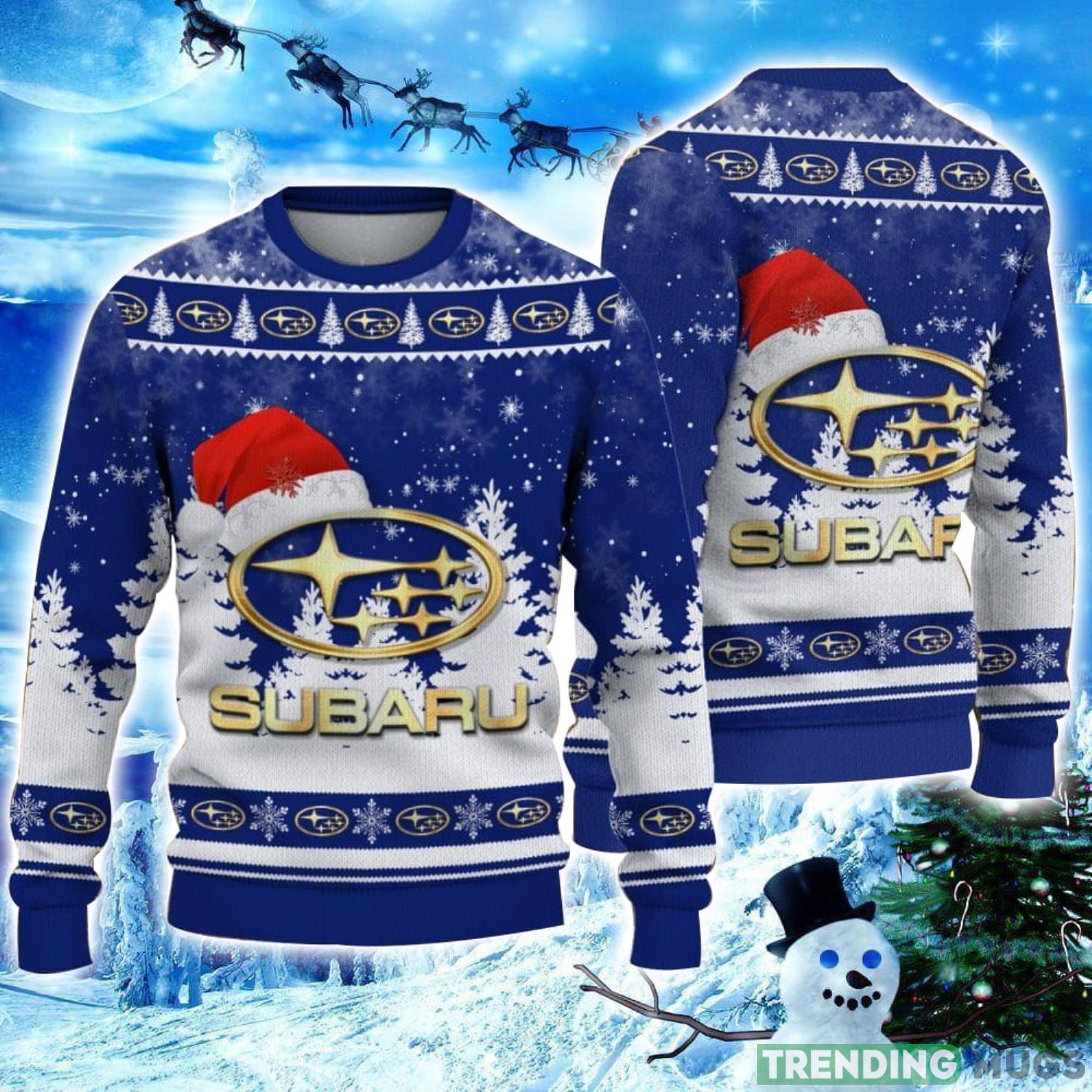 Subaru Logo Wearing Santa Hat Christmas Gift Ugly Christmas Sweater Christmas Gift Ideas Product Photo 1 Subaru Logo Wearing Santa Hat Christmas Gift Ugly Christmas Sweater Christmas Gift Ideas Product Photo 1