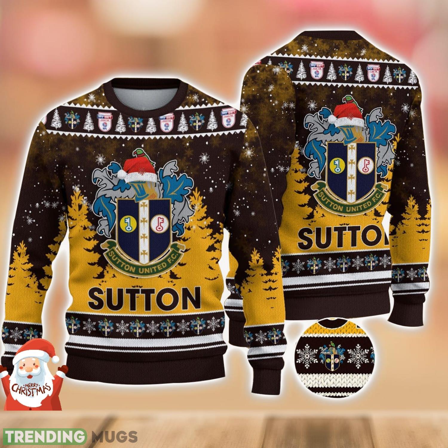 Sutton United Ugly Christmas Sweater Holiday Gift Ideas For Men And Women Product Photo 1 Sutton United Ugly Christmas Sweater Holiday Gift Ideas For Men And Women Product Photo 1