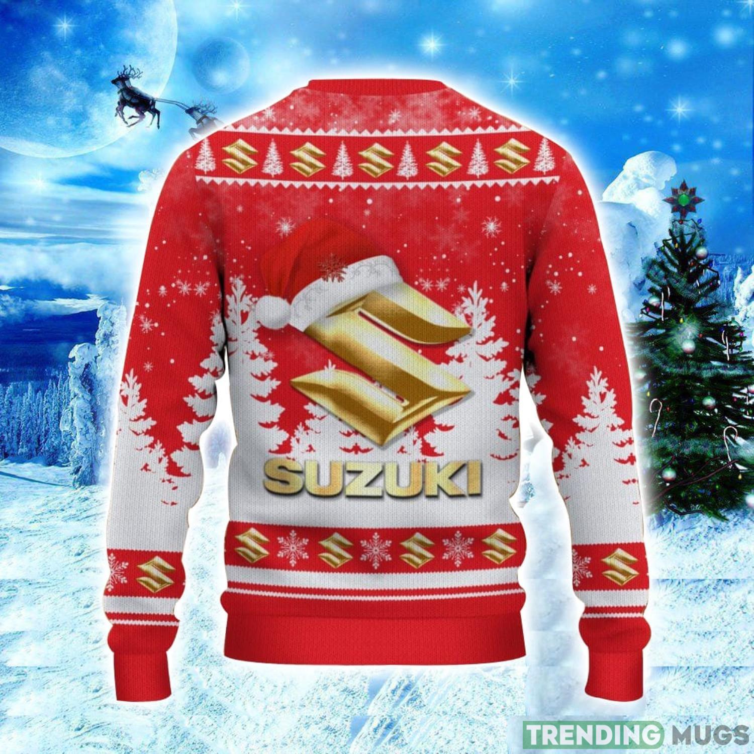 Suzuki Logo Wearing Santa Hat Christmas Gift Ugly Christmas Sweater Christmas Gift Ideas 3D Sweater Suzuki Logo Wearing Santa Hat Christmas Gift Ugly Christmas Sweater Christmas Gift Ideas 3D Sweater