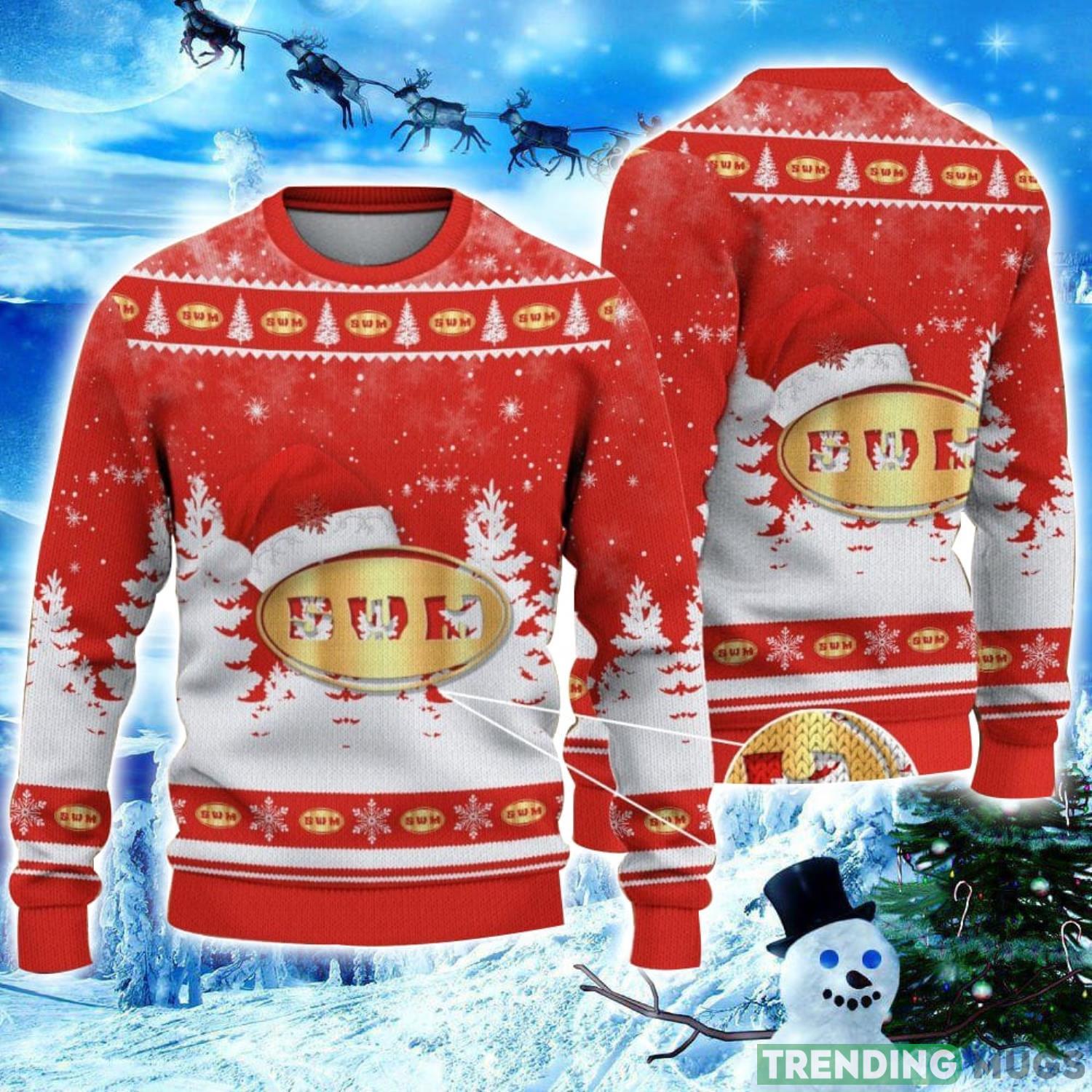 SWM Motorcycles Logo Wearing Santa Hat Christmas Gift Ugly Christmas Sweater Christmas Gift Ideas Product Photo 1 SWM Motorcycles Logo Wearing Santa Hat Christmas Gift Ugly Christmas Sweater Christmas Gift Ideas Product Photo 1