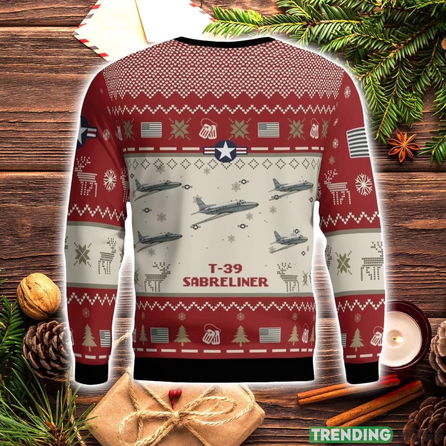 T 39 Sabreliner T39 Aircraft Red Ugly Christmas Sweater Christmas Season Gift Veteran USA Air Force 3D Sweater 3D Sweater T 39 Sabreliner T39 Aircraft Red Ugly Christmas Sweater Christmas Season Gift Veteran USA Air Force 3D Sweater 3D Sweater