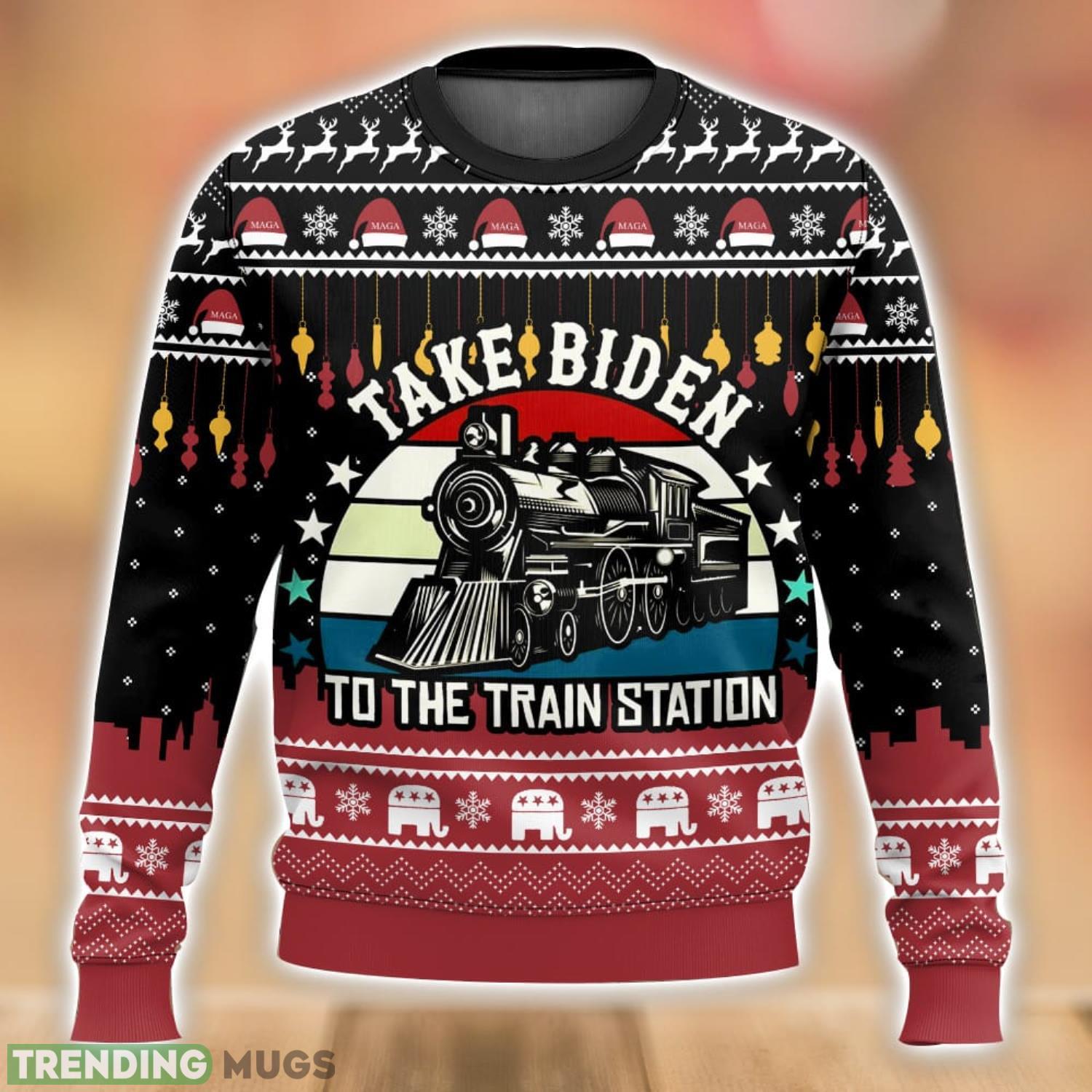 Take Biden To the Train Station Ugly Christmas Sweater Nice Gift Product Photo 1 Take Biden To the Train Station Ugly Christmas Sweater Nice Gift Product Photo 1