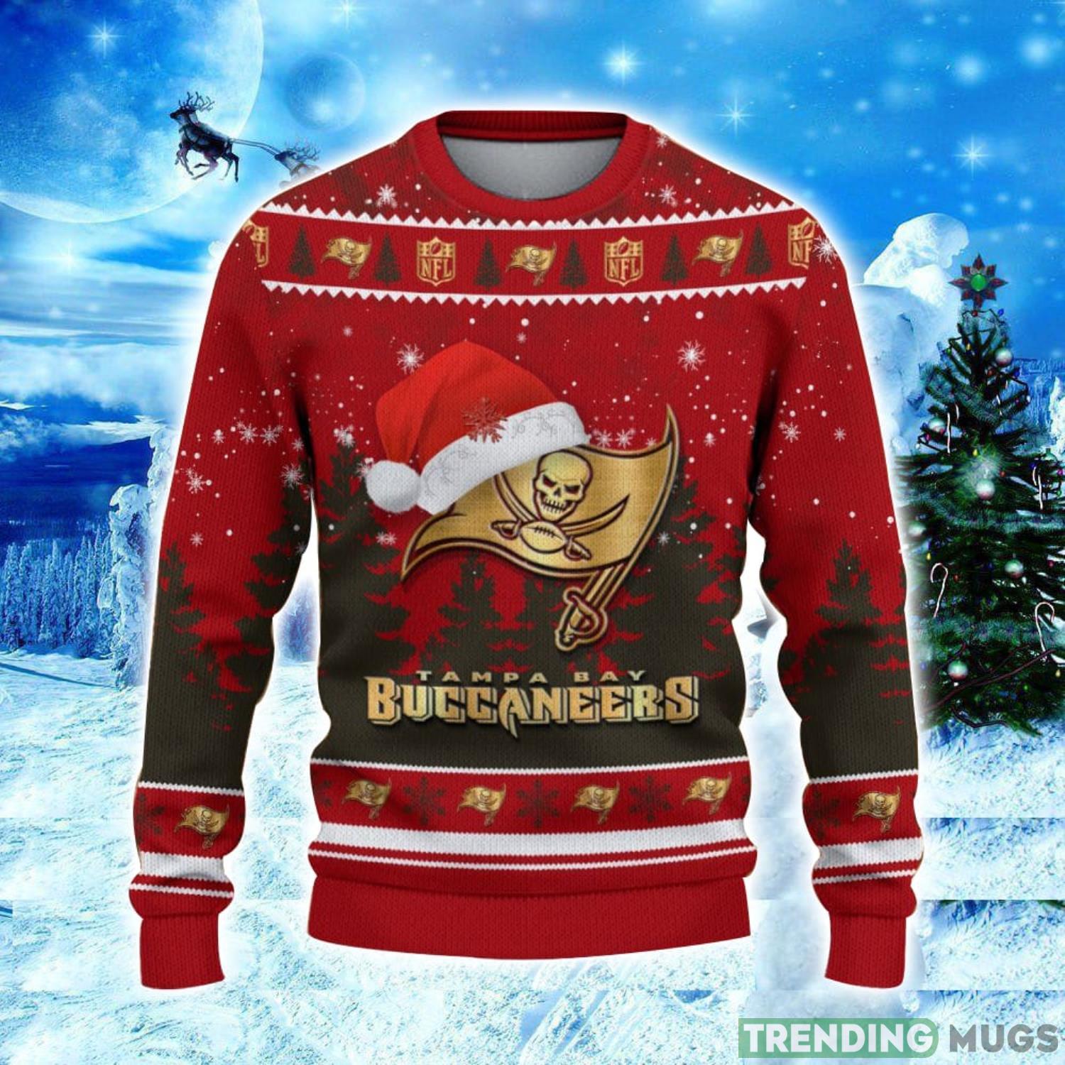 Tampa Bay Buccaneers Logo Wearing Santa Hat Christmas Gift Ugly Christmas Sweater Christmas Gift Ideas 3D Sweater Tampa Bay Buccaneers Logo Wearing Santa Hat Christmas Gift Ugly Christmas Sweater Christmas Gift Ideas 3D Sweater