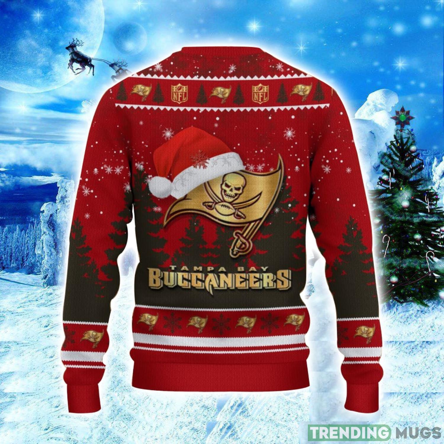 Tampa Bay Buccaneers Logo Wearing Santa Hat Christmas Gift Ugly Christmas Sweater Christmas Gift Ideas 3D Sweater Tampa Bay Buccaneers Logo Wearing Santa Hat Christmas Gift Ugly Christmas Sweater Christmas Gift Ideas 3D Sweater