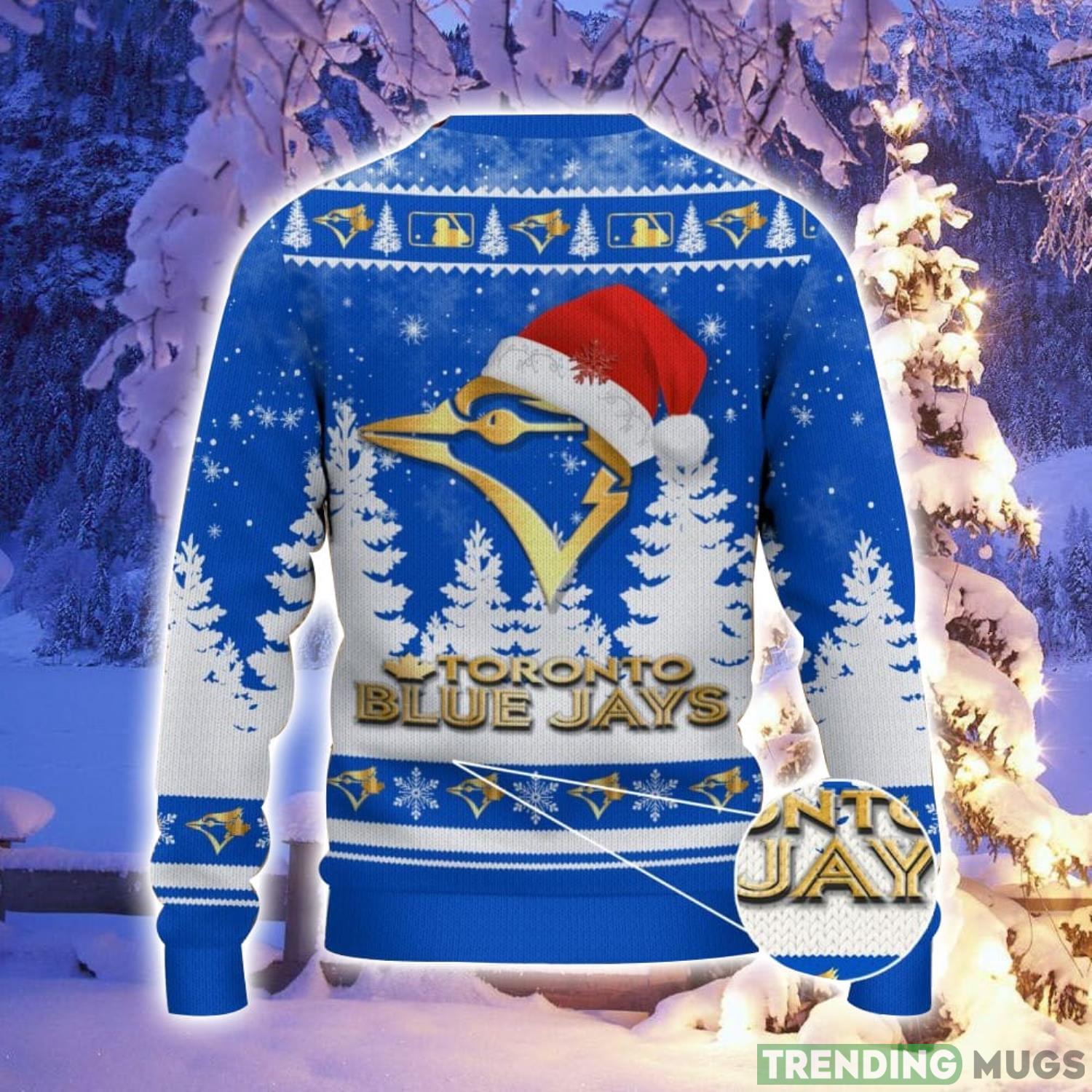 Toronto Blue Jays Logo Wearing Santa Hat Christmas Gift Ugly Christmas Sweater Christmas Gift Ideas 3D Sweater Toronto Blue Jays Logo Wearing Santa Hat Christmas Gift Ugly Christmas Sweater Christmas Gift Ideas 3D Sweater