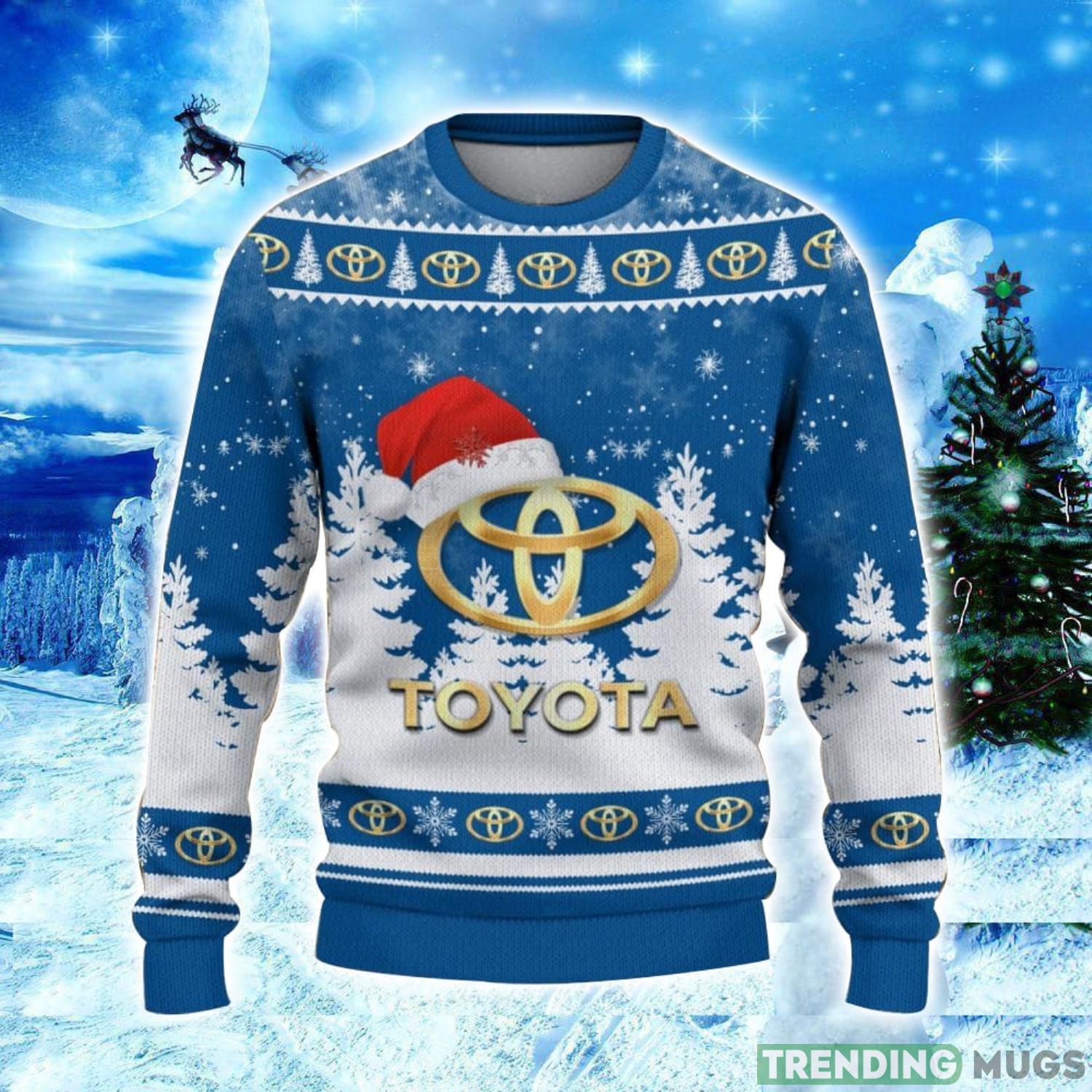 Toyota Blue Logo Wearing Santa Hat Christmas Gift Ugly Christmas Sweater Christmas Gift Ideas 3D Sweater Toyota Blue Logo Wearing Santa Hat Christmas Gift Ugly Christmas Sweater Christmas Gift Ideas 3D Sweater