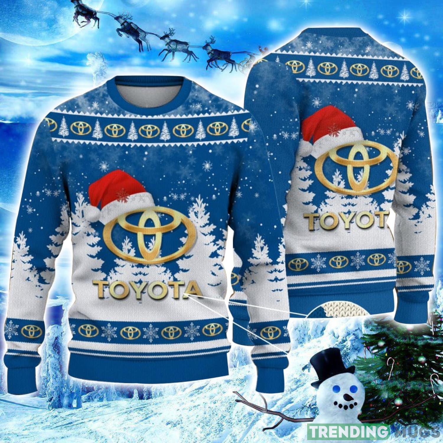 Toyota Blue Logo Wearing Santa Hat Christmas Gift Ugly Christmas Sweater Christmas Gift Ideas Product Photo 1 Toyota Blue Logo Wearing Santa Hat Christmas Gift Ugly Christmas Sweater Christmas Gift Ideas Product Photo 1