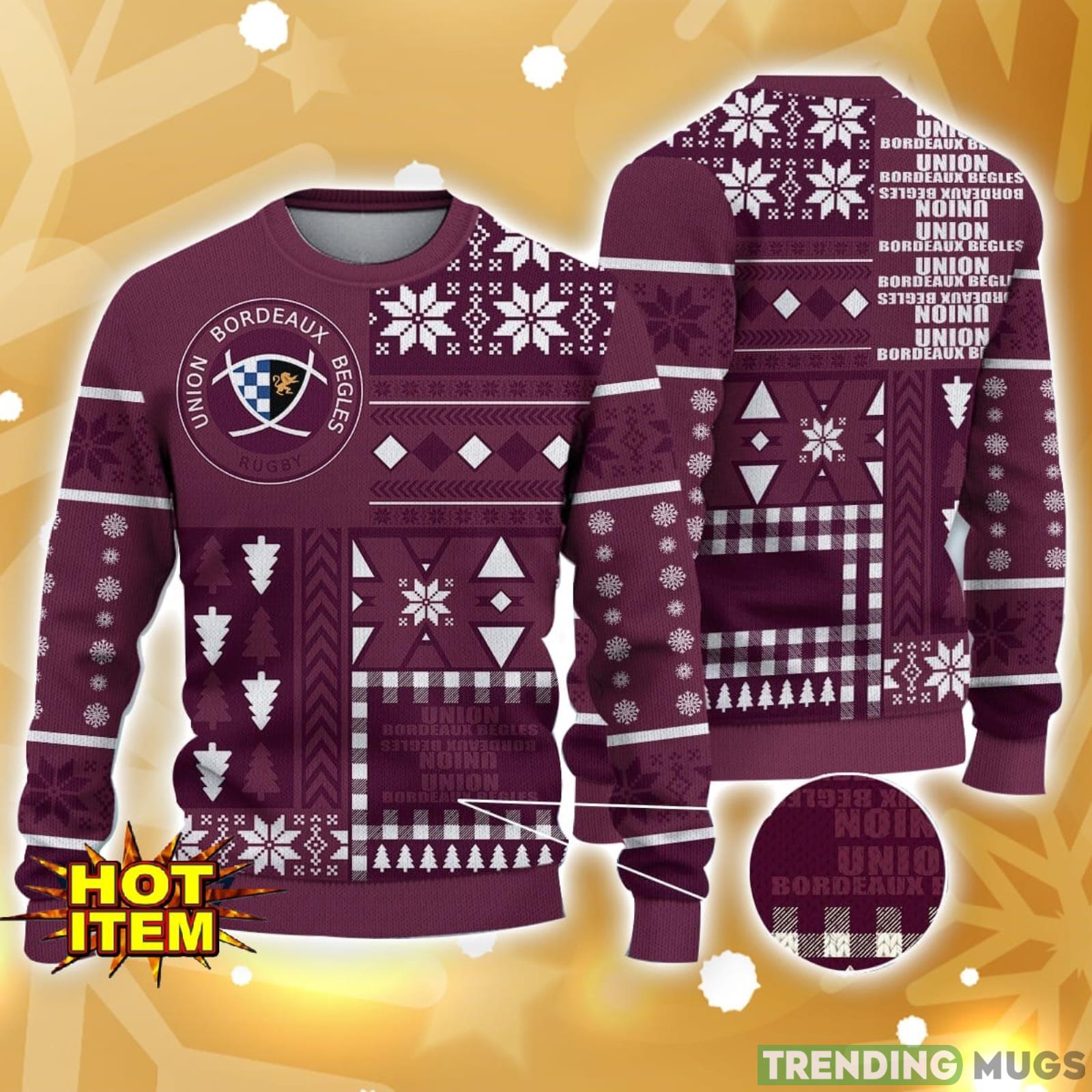 Union Bordeaux Begles Ugly Christmas Sweater Unixex Gift For Men And Women Product Photo 1 Union Bordeaux Begles Ugly Christmas Sweater Unixex Gift For Men And Women Product Photo 1
