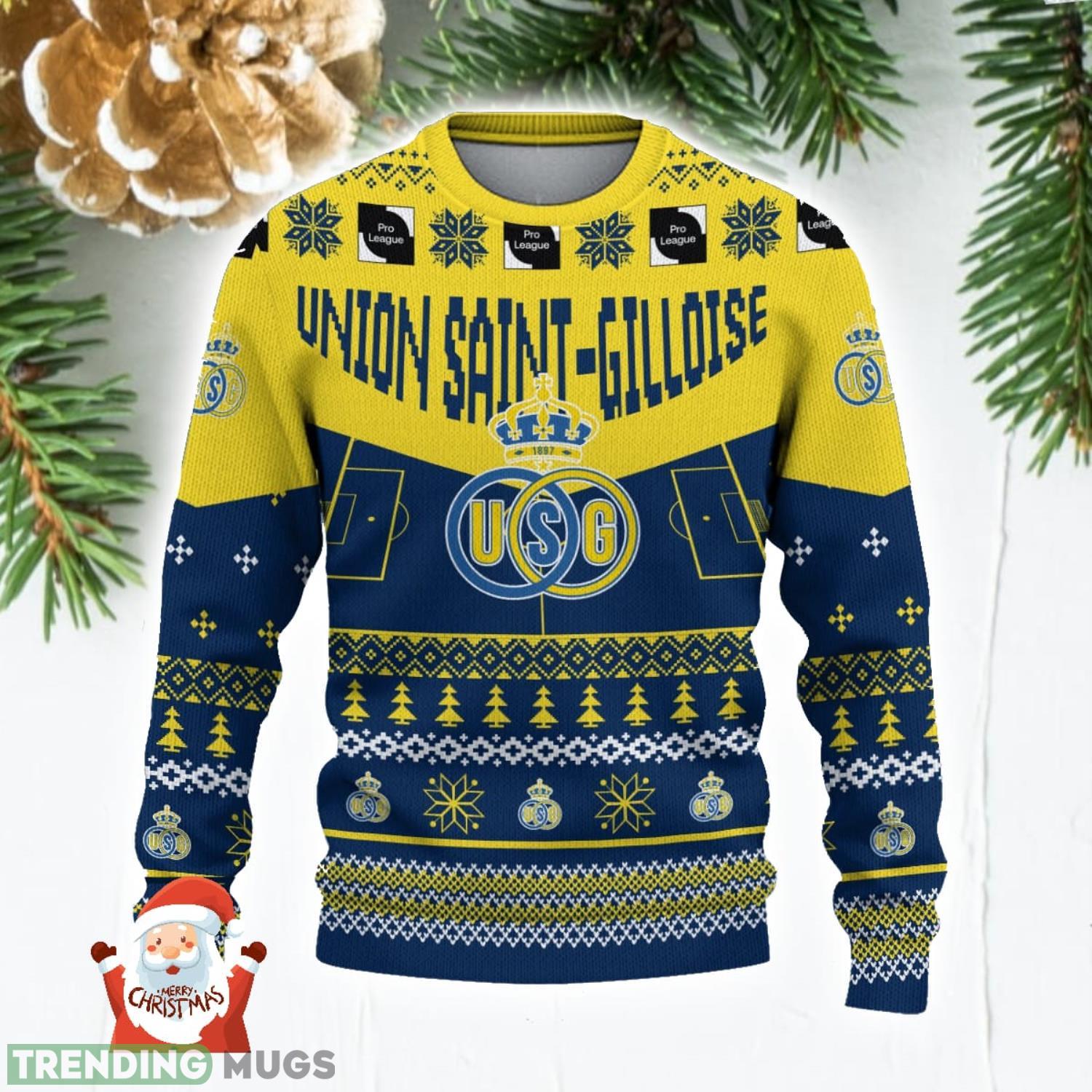 Union Saint Gilloise 3D Ugly Christmas Sweater Christmas Holiday Gift Custom Name For Men And Women 3D Sweater Union Saint Gilloise 3D Ugly Christmas Sweater Christmas Holiday Gift Custom Name For Men And Women 3D Sweater