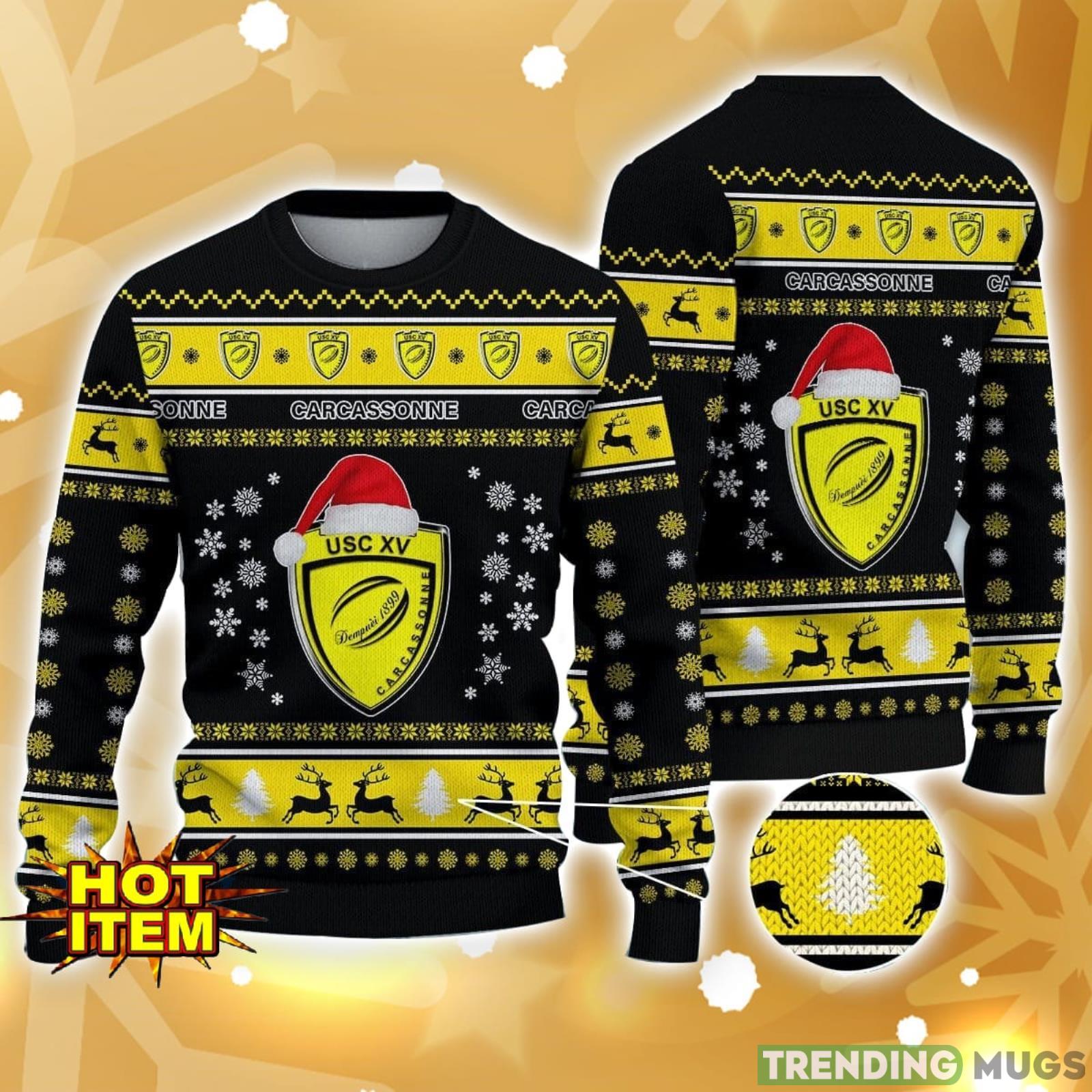 US Carcassonne Santa Hat Pattern Ugly Christmas Sweater Holiday Gft Product Photo 1 US Carcassonne Santa Hat Pattern Ugly Christmas Sweater Holiday Gft Product Photo 1