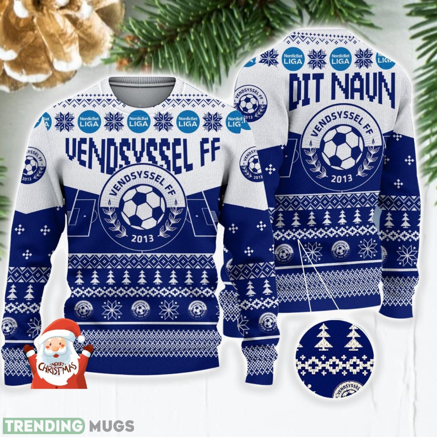 Vendsyssel FF 3D Ugly Christmas Sweater Christmas Holiday Gift Custom Name For Men And Women Product Photo 1 Vendsyssel FF 3D Ugly Christmas Sweater Christmas Holiday Gift Custom Name For Men And Women Product Photo 1