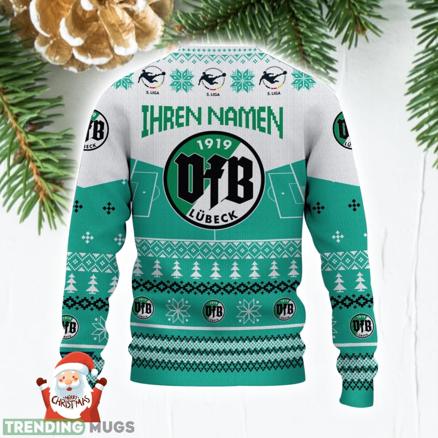 VfB Lübeck 3D Ugly Christmas Sweater Christmas Holiday Gift Custom Name For Men And Women 3D Sweater VfB Lübeck 3D Ugly Christmas Sweater Christmas Holiday Gift Custom Name For Men And Women 3D Sweater