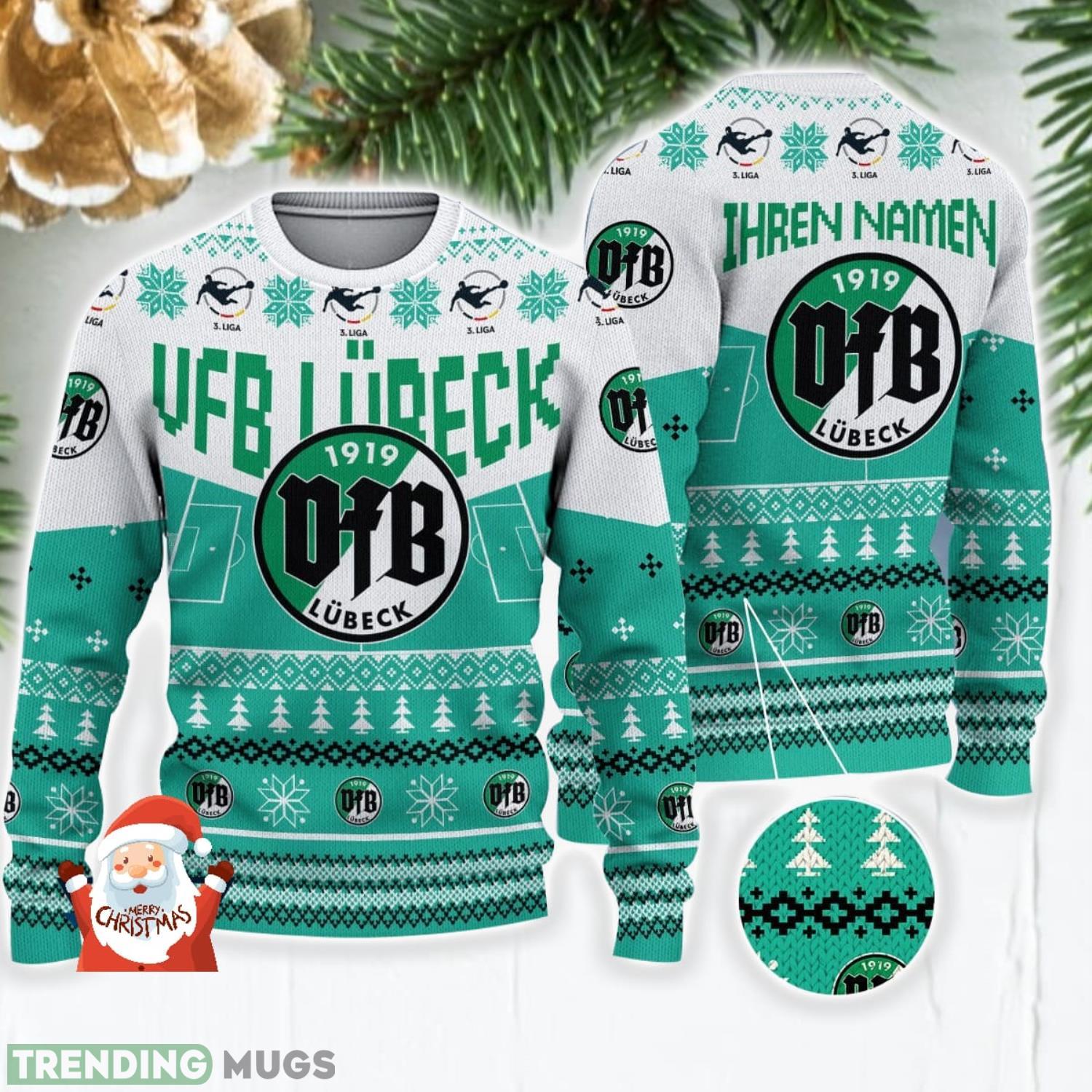 VfB Lübeck 3D Ugly Christmas Sweater Christmas Holiday Gift Custom Name For Men And Women Product Photo 1 VfB Lübeck 3D Ugly Christmas Sweater Christmas Holiday Gift Custom Name For Men And Women Product Photo 1