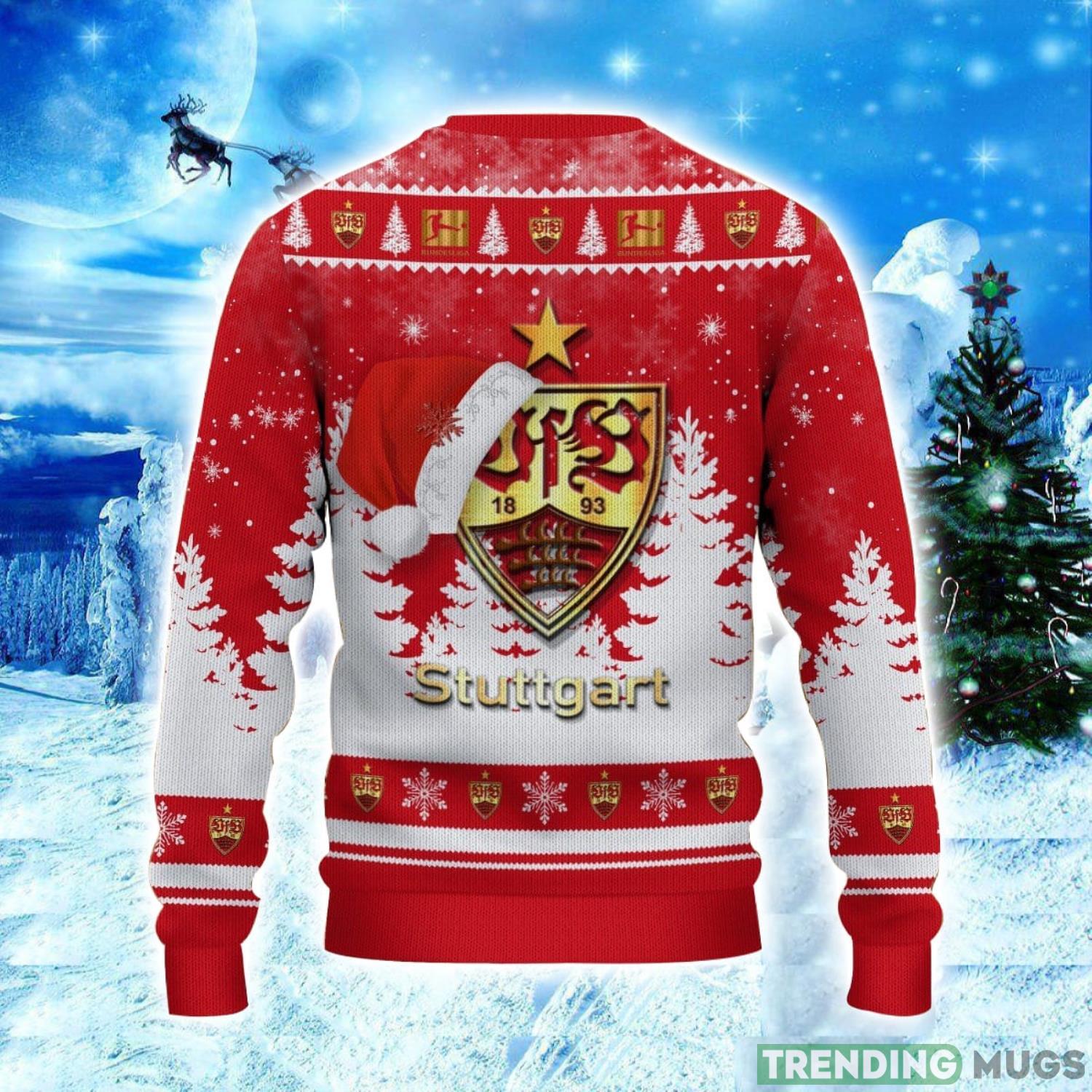 VfB Stuttgart Logo Wearing Santa Hat Ugly Christmas Sweater Unisex 3D Christmas sweater 3D Sweater VfB Stuttgart Logo Wearing Santa Hat Ugly Christmas Sweater Unisex 3D Christmas sweater 3D Sweater
