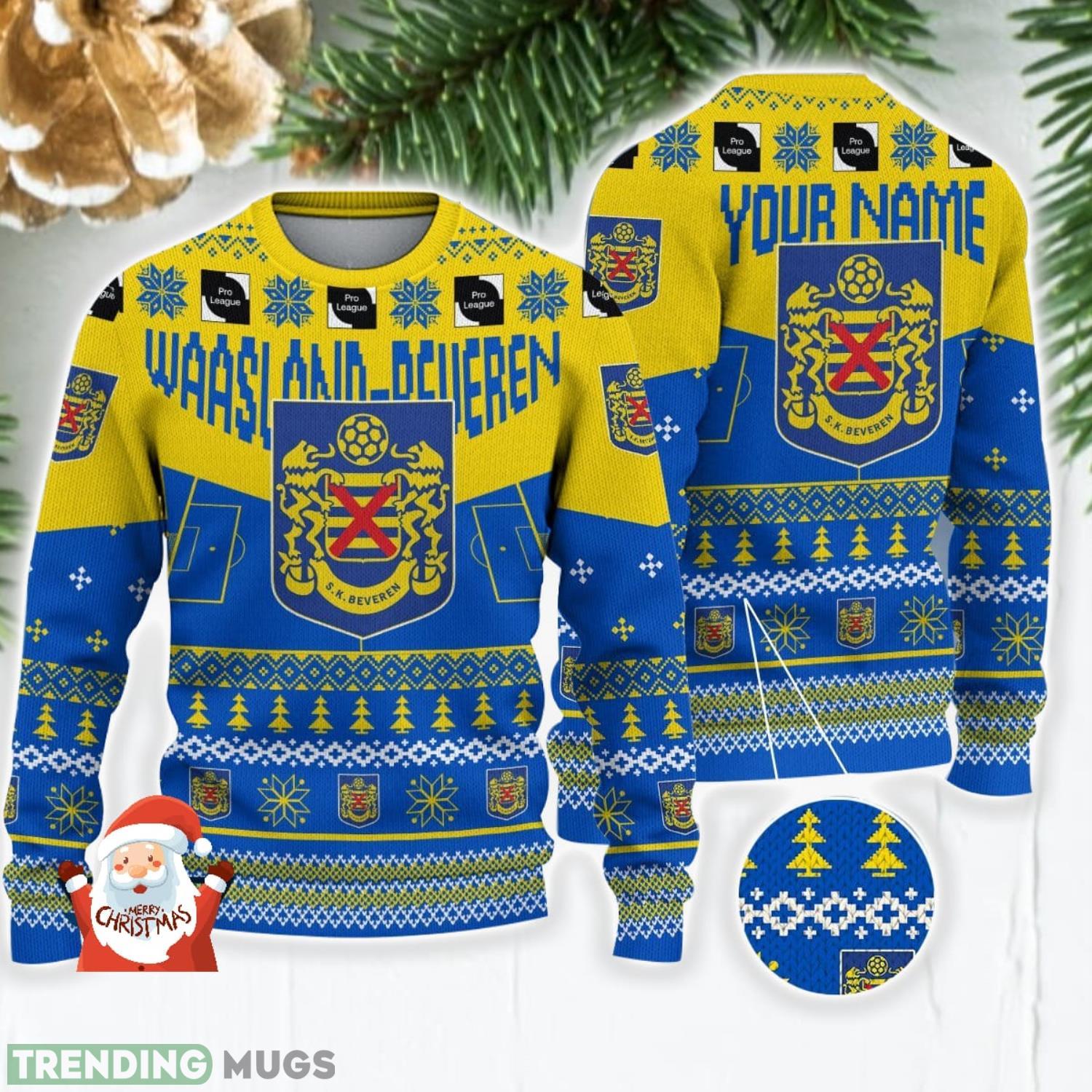 Waasland-Beveren 3D Ugly Christmas Sweater Christmas Holiday Gift Custom Name For Men And Women Product Photo 1 Waasland-Beveren 3D Ugly Christmas Sweater Christmas Holiday Gift Custom Name For Men And Women Product Photo 1