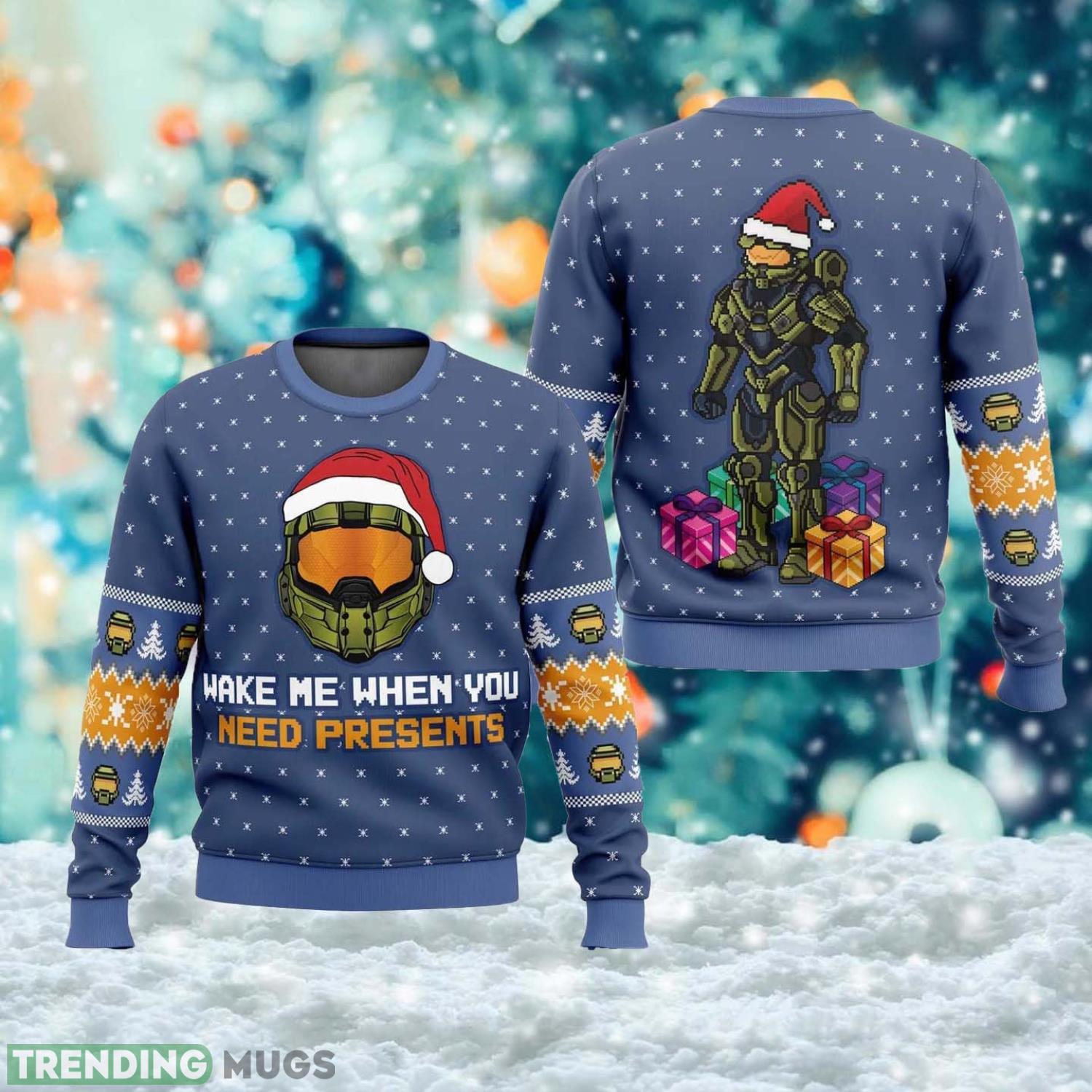Wake Me When You Need Presents Ugly Christmas Sweater, Happy Halo-Days Ugly Christmas Sweater Christmas Sweater For Men And Women Product Photo 1 Wake Me When You Need Presents Ugly Christmas Sweater, Happy Halo-Days Ugly Christmas Sweater Christmas Sweater For Men And Women Product Photo 1