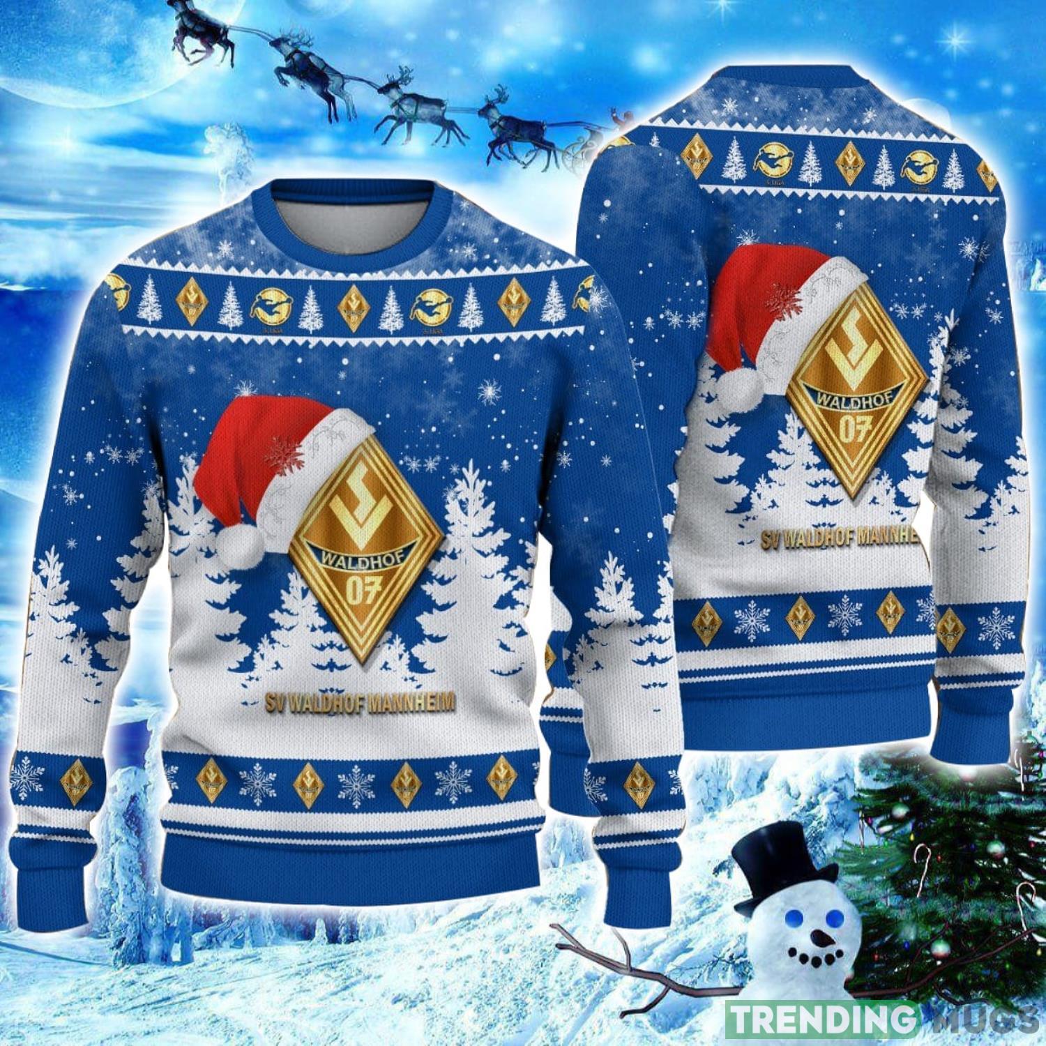 Waldhof Mannheim Logo Wearing Santa Hat Ugly Christmas Sweater Unisex 3D Christmas sweater Product Photo 1 Waldhof Mannheim Logo Wearing Santa Hat Ugly Christmas Sweater Unisex 3D Christmas sweater Product Photo 1