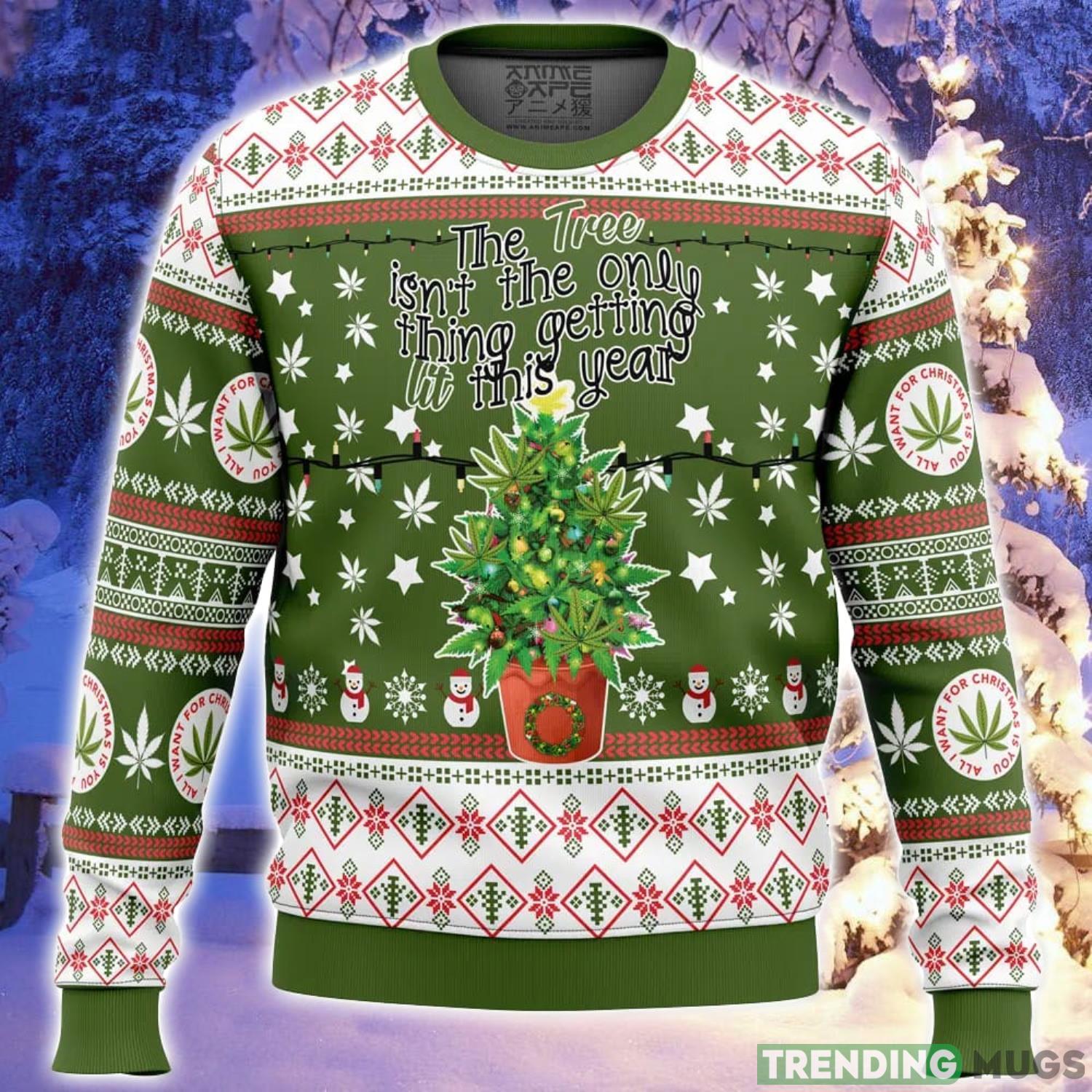 Weed Lit This Year Ugly Christmas Sweater Holiday Gift Christmas Sweater 3D Sweater Weed Lit This Year Ugly Christmas Sweater Holiday Gift Christmas Sweater 3D Sweater