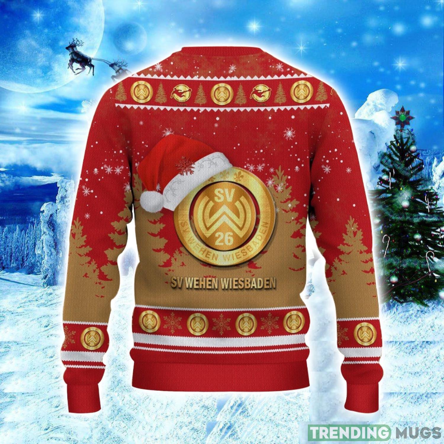 Wehen Wiesbaden Logo Wearing Santa Hat Ugly Christmas Sweater Unisex 3D Christmas sweater 3D Sweater Wehen Wiesbaden Logo Wearing Santa Hat Ugly Christmas Sweater Unisex 3D Christmas sweater 3D Sweater